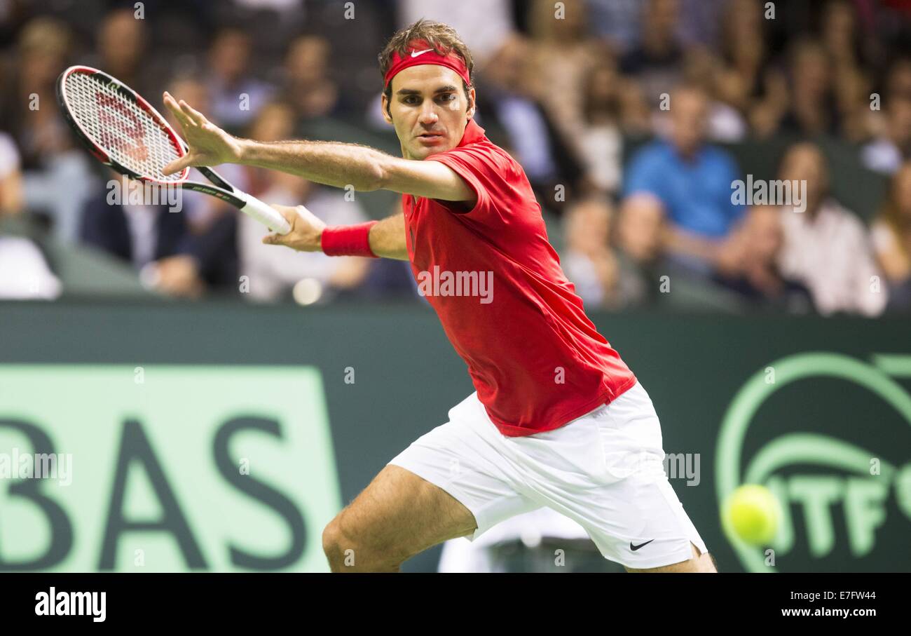 Il Palexpo di Ginevra, Svizzera. Xii Sep, 2014. Davis Cup Tennis  smei-finali. La Svizzera contro l'Italia. Roger Federer (SUI) © Azione  Sport Plus/Alamy Live News Foto stock - Alamy