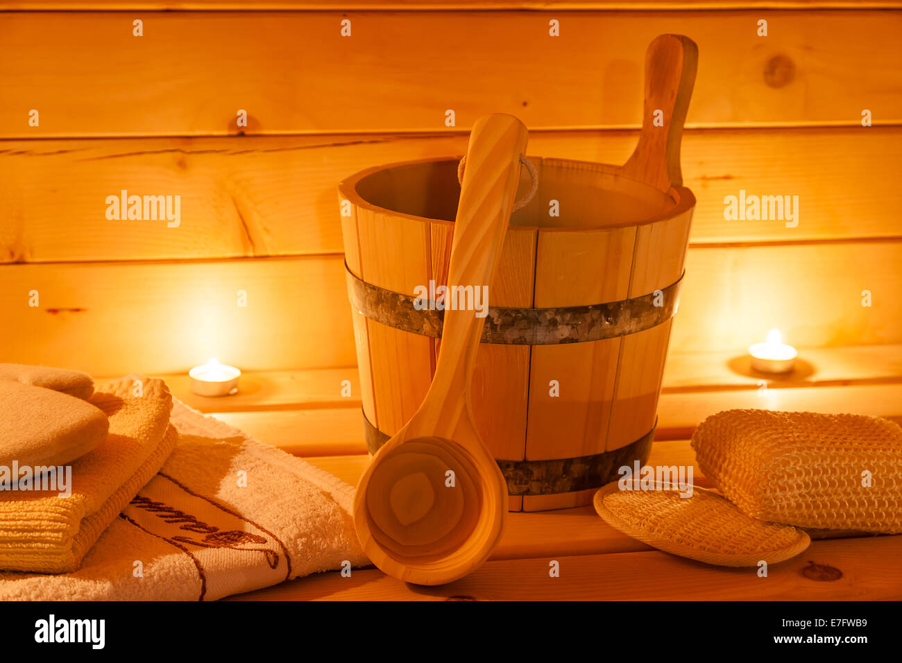 Sauna interna e sauna accessori Foto Stock