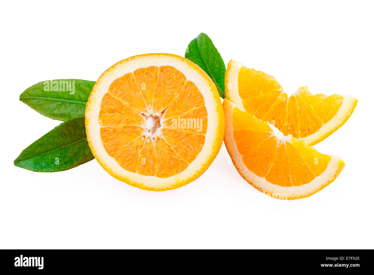 Arance frutta e fette di frutta Foto Stock