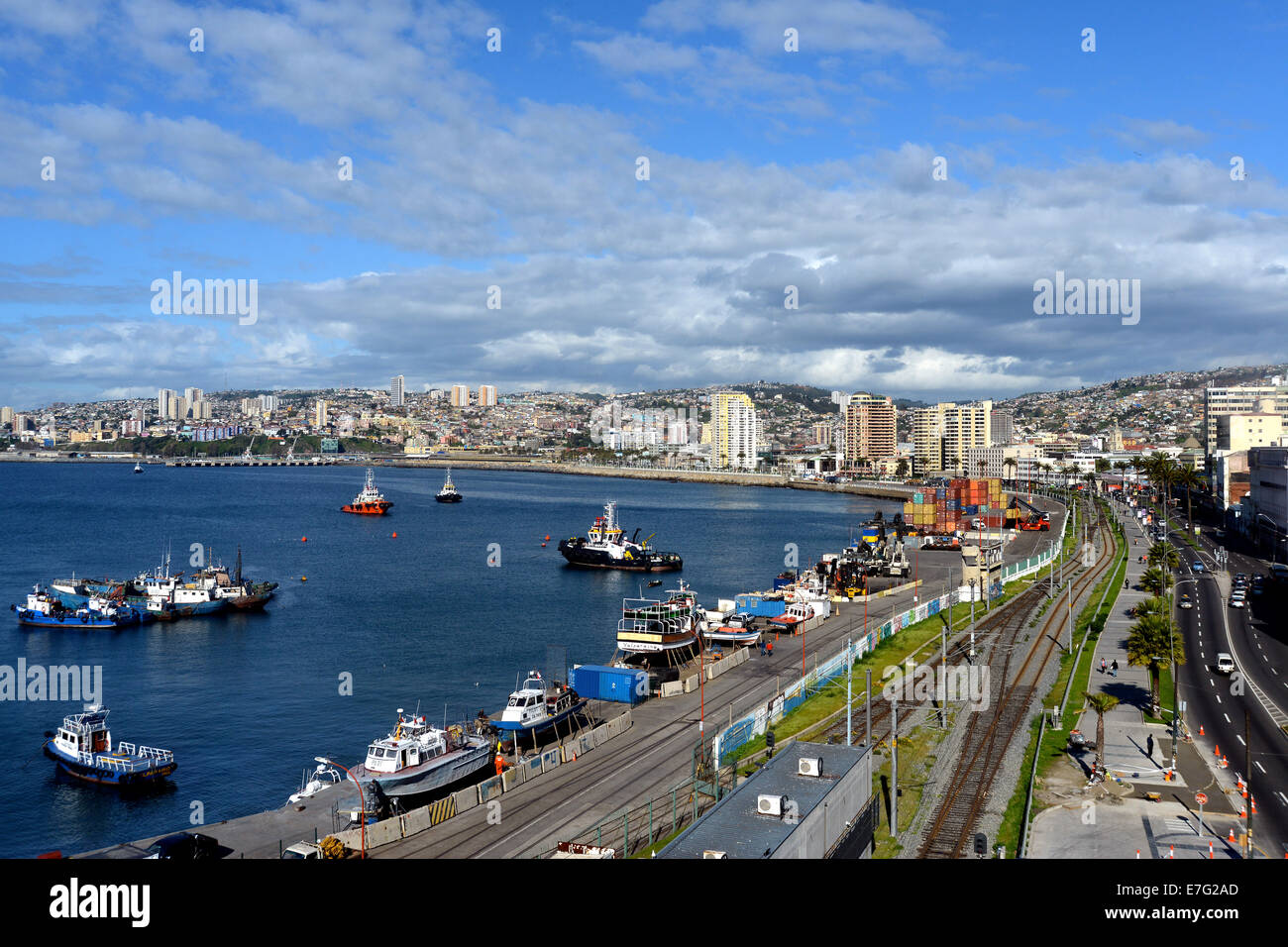 Baia di Valparaiso Cile Foto Stock