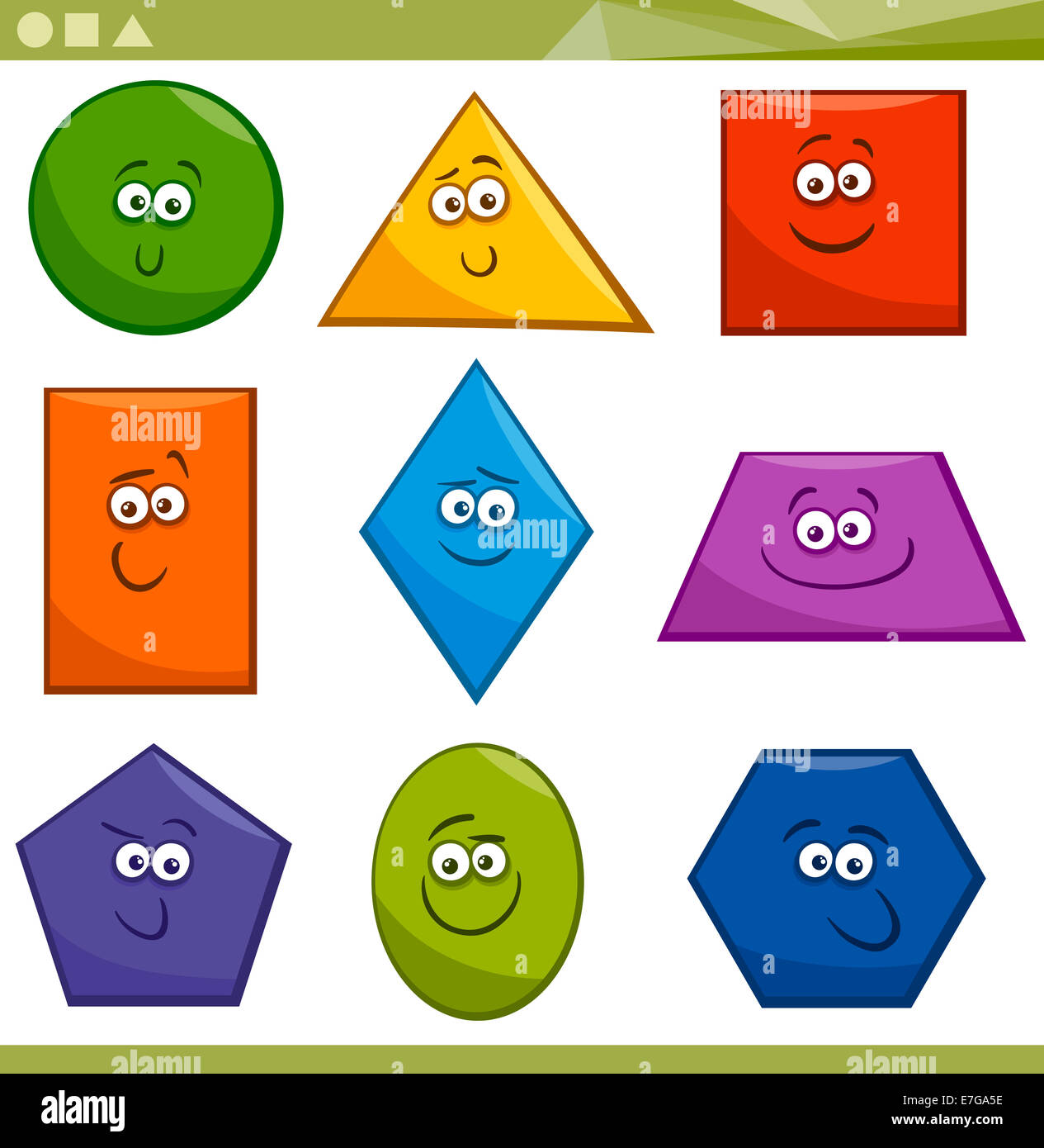 Cartoon illustrazione delle forme geometriche di base caratteri divertenti  per bambini educazione Foto stock - Alamy