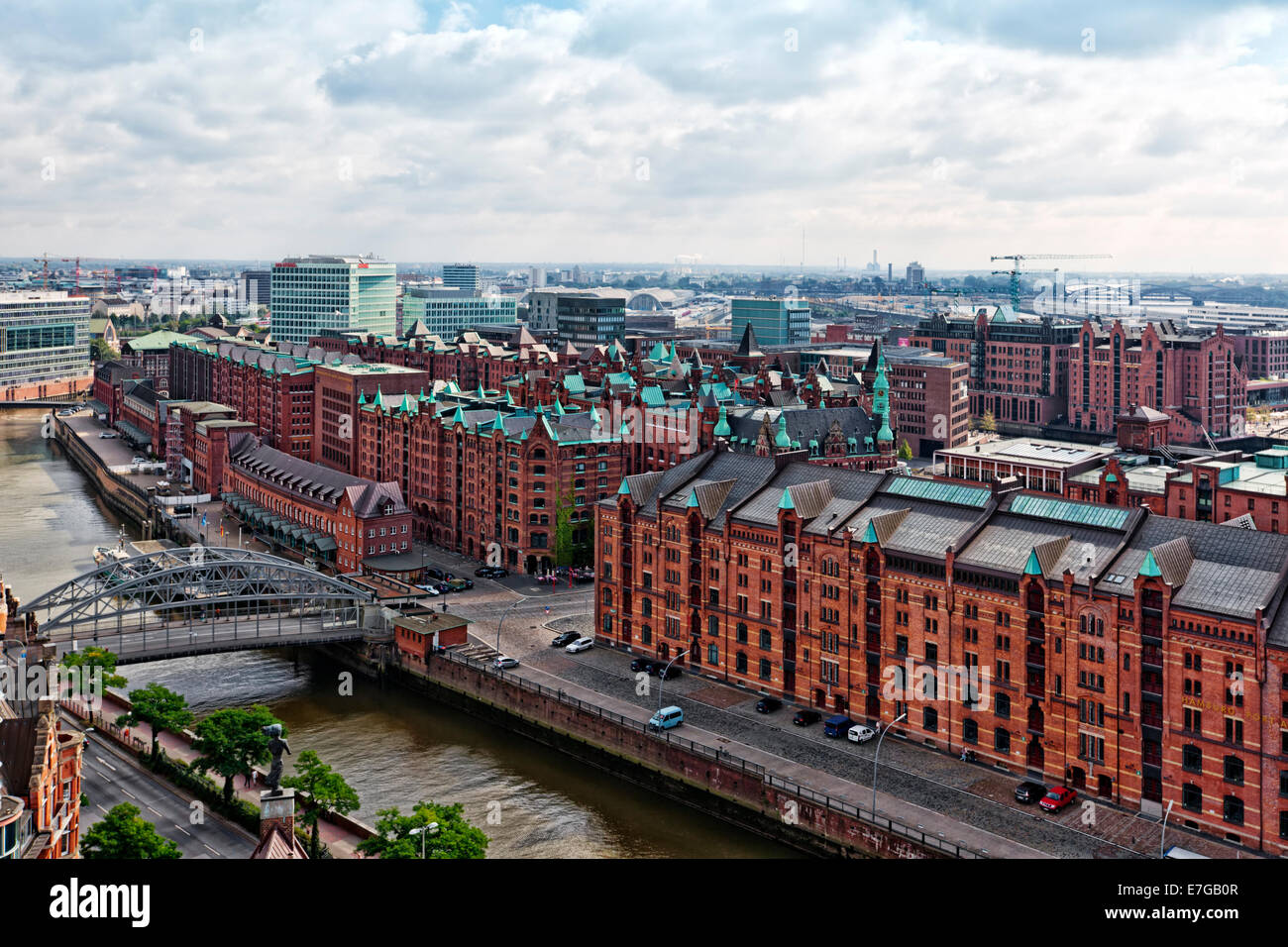 Storico Speicherstadt warehouse district, Amburgo Foto Stock