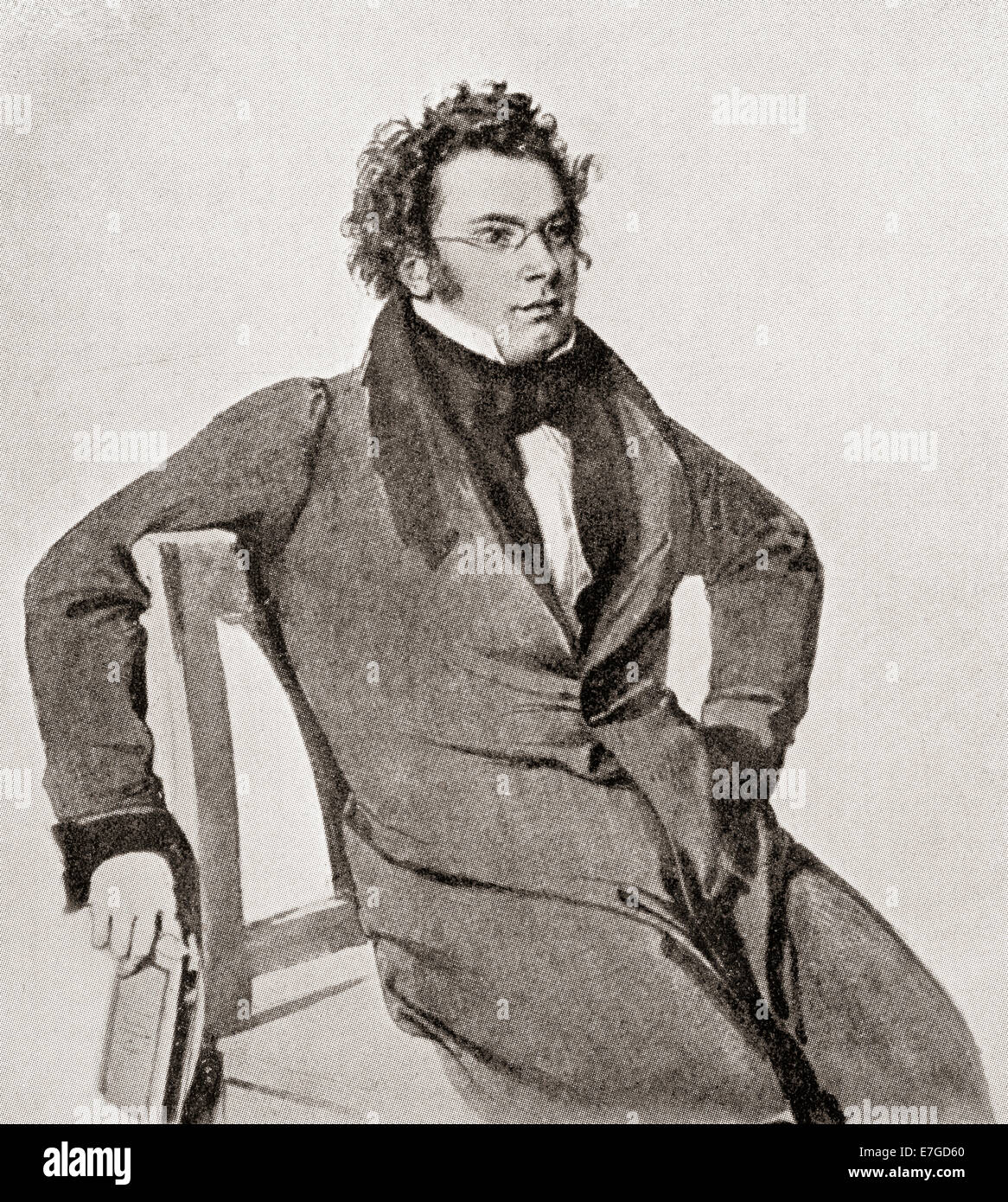 Franz Peter Schubert, 1797 - 1828. Il compositore austriaco. Dopo l'acquerello da Wilhelm August Rieder. Foto Stock