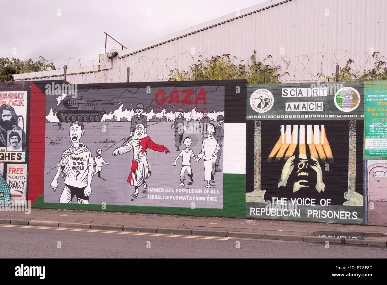 Il Murale che dichiara la solidarietà con i palestinesi nella striscia di Gaza e impegnativo espulsione di tutti i diplomatici israeliani da Irlanda, 12.8.2014 Foto Stock