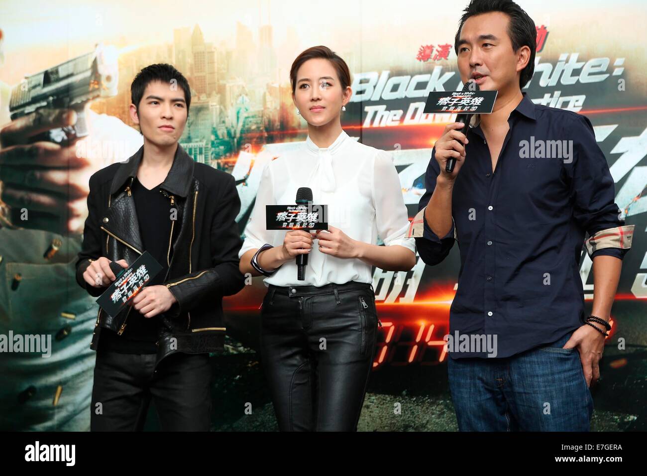 Jam Hsiao promuovere Black & White Episodio 2 che egli canta la canzone di tema per esso in Taipei, Taiwan, Cina il 16 settembre, 2014. Foto Stock