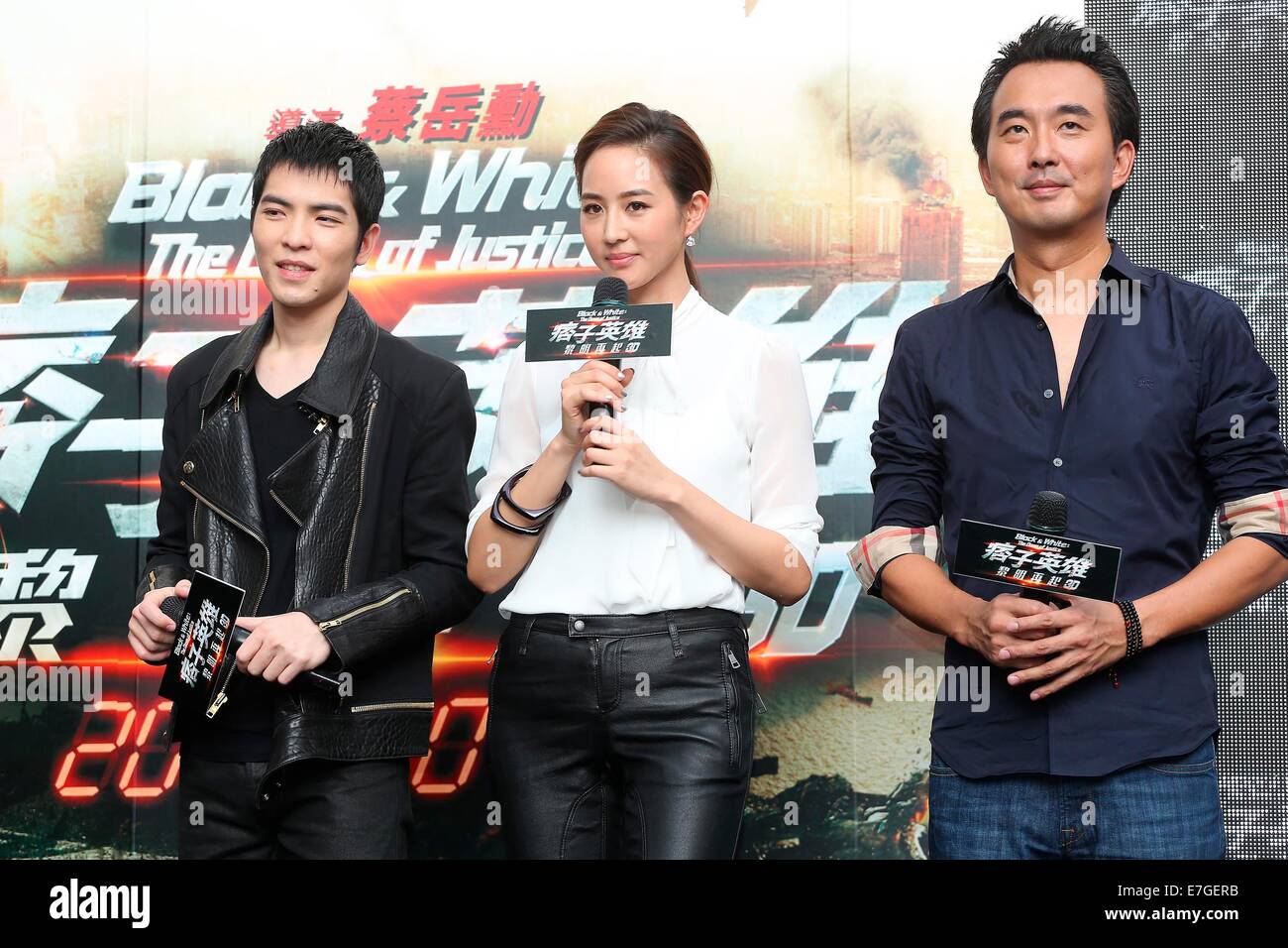 Jam Hsiao promuovere Black & White Episodio 2 che egli canta la canzone di tema per esso in Taipei, Taiwan, Cina il 16 settembre, 2014. Foto Stock