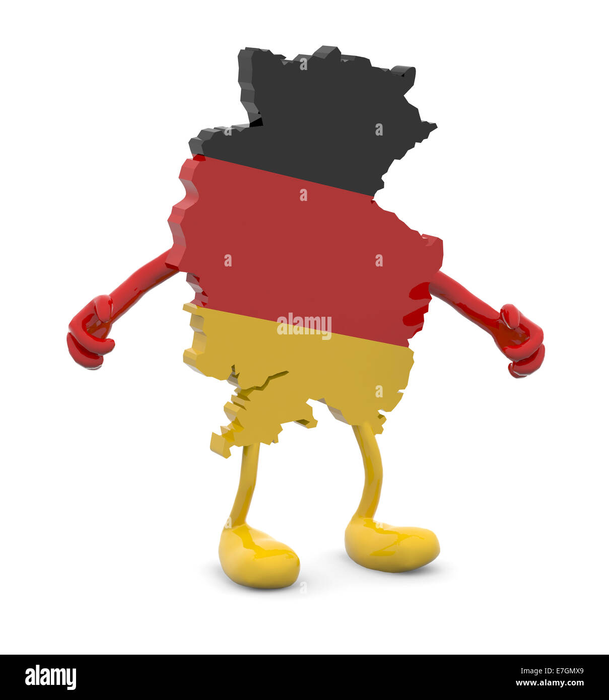 Germania mappa con le braccia e le gambe cartoon, 3d illustrazione Foto Stock