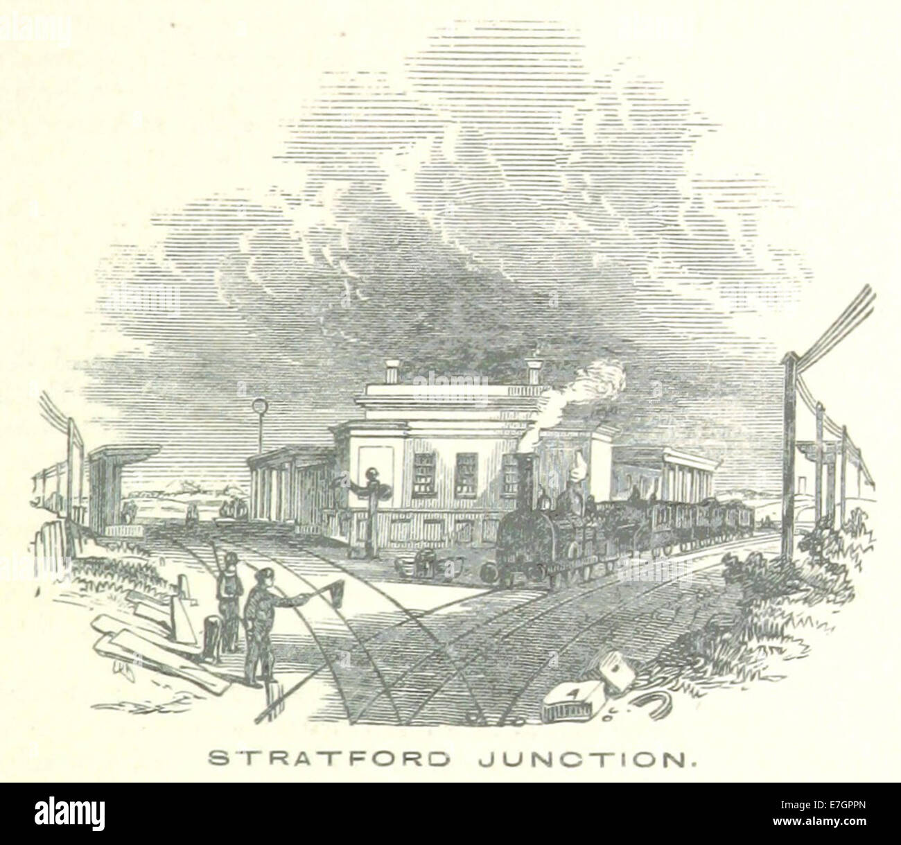 Un'illustrazione tratta dal lavoro del 1851 sulla East Coast Railway, raffigurante Stratford Junction, un importante snodo dei trasporti nella Londra del XIX secolo. Foto Stock