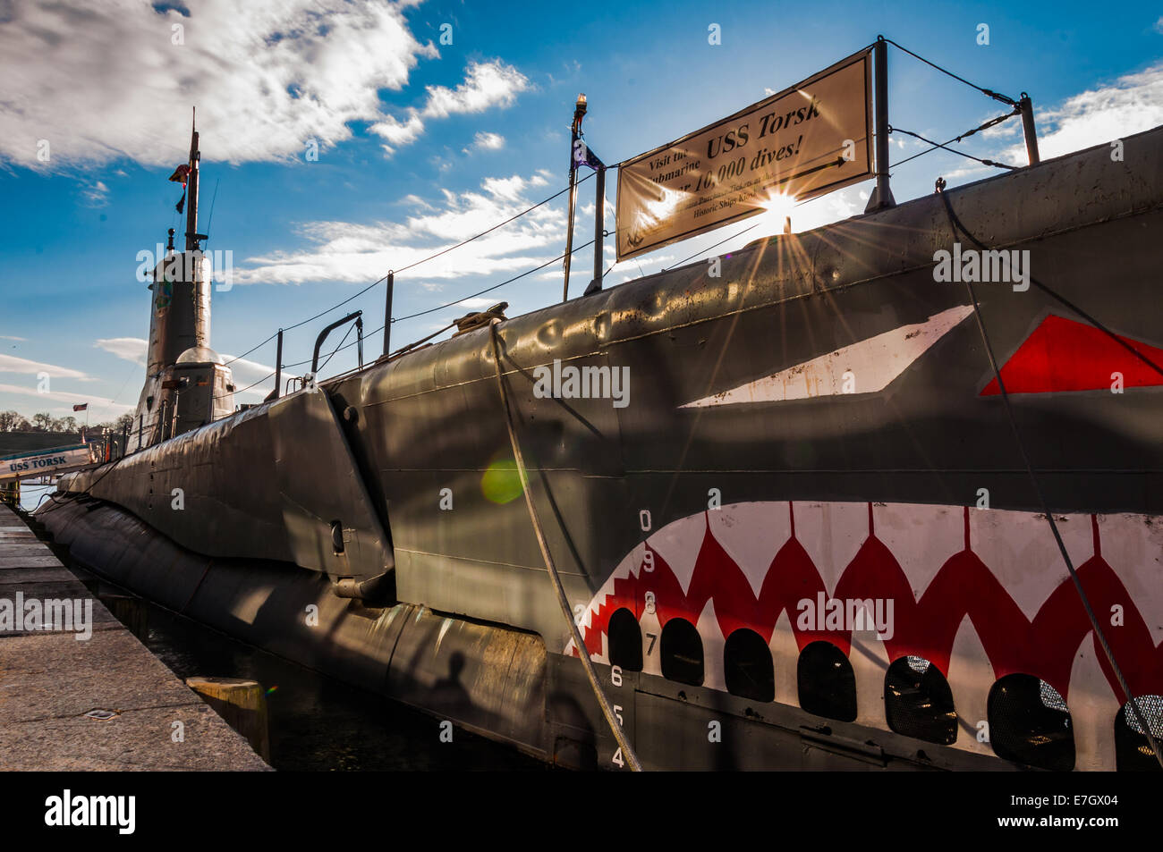 La USS Torsk sottomarino nel Porto Interno di Baltimore, Maryland. Foto Stock