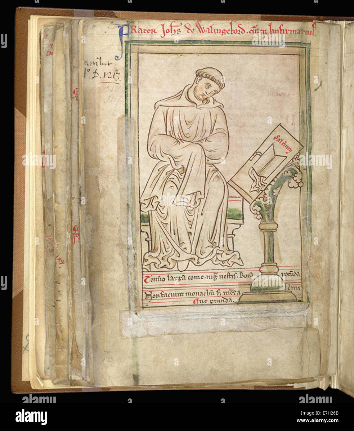 Matteo Paris disegno di Giovanni di Wallingford (1255) - BL cotone MS Giulio D VII, f.42v Foto Stock