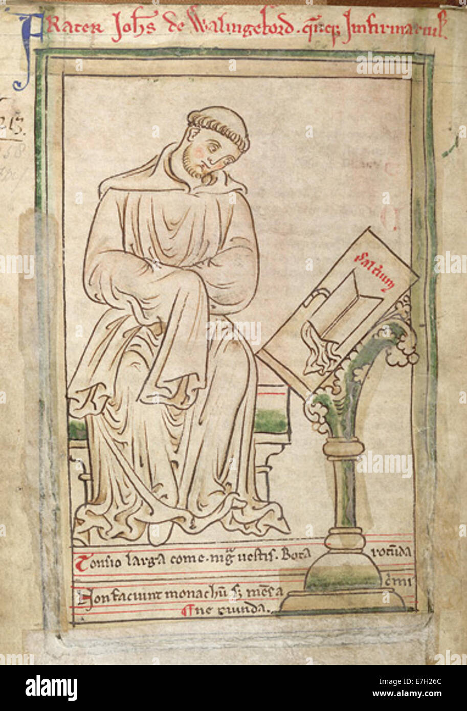 Matteo Paris disegno di Giovanni di Wallingford (1255) - BL cotone MS Giulio D VII, f.42v (ritagliate) Foto Stock
