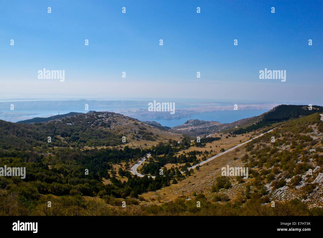 Vista verso la costa croata e il Mare Adriatico Foto Stock