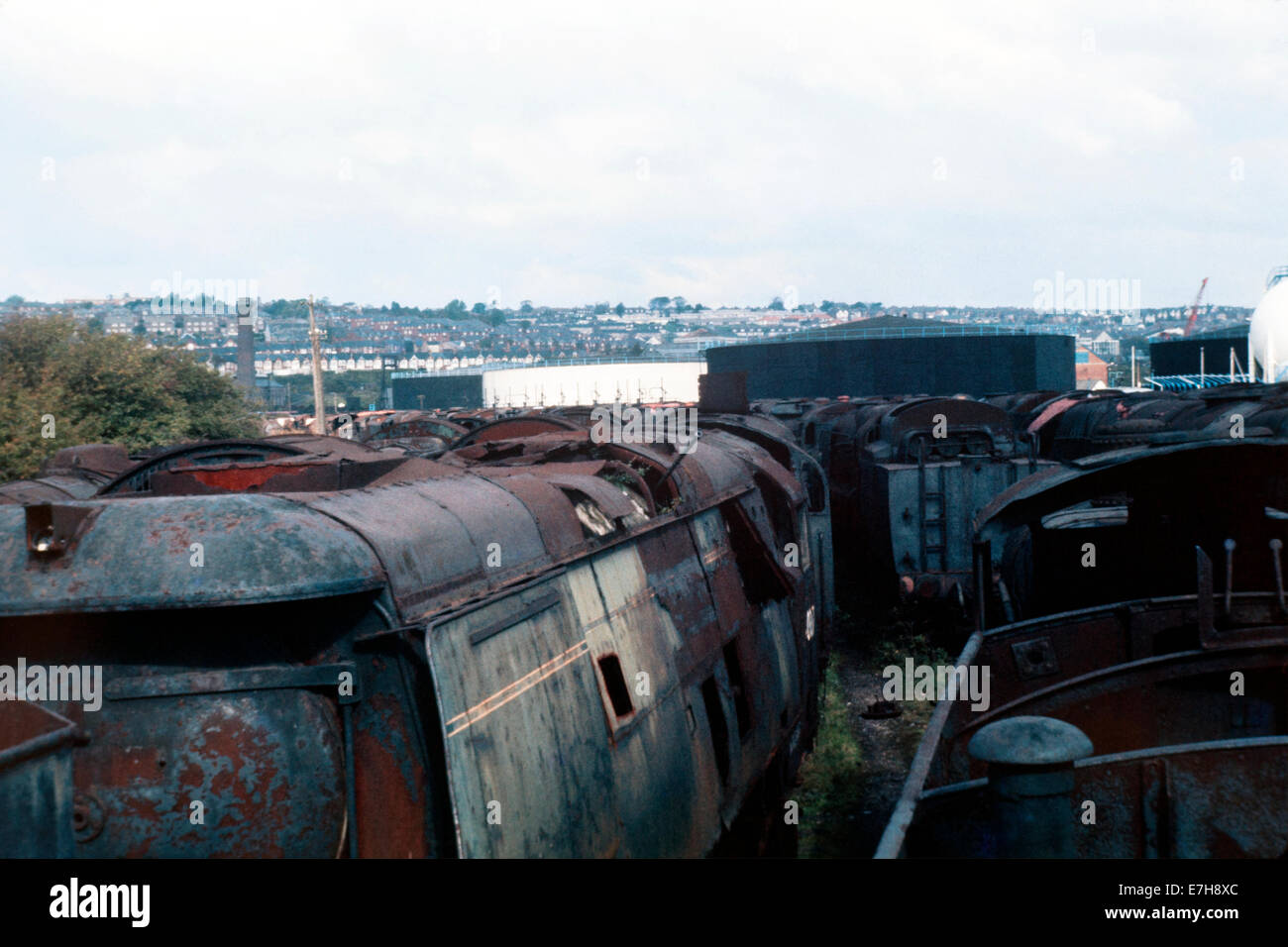 Linee di rottamazione ex British Rail motori a vapore a woodham fratelli scrapyard barry island wales uk 1975 Foto Stock