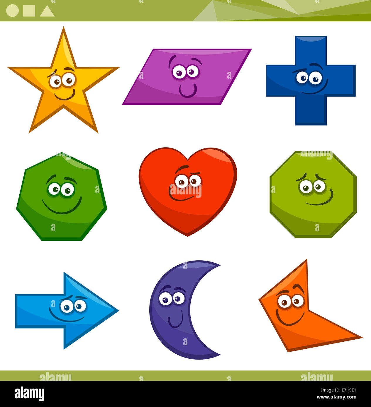 Cartoon Illustrazione Delle Forme Geometriche Di Base Caratteri Divertenti Per Bambini Educazione Foto Stock Alamy