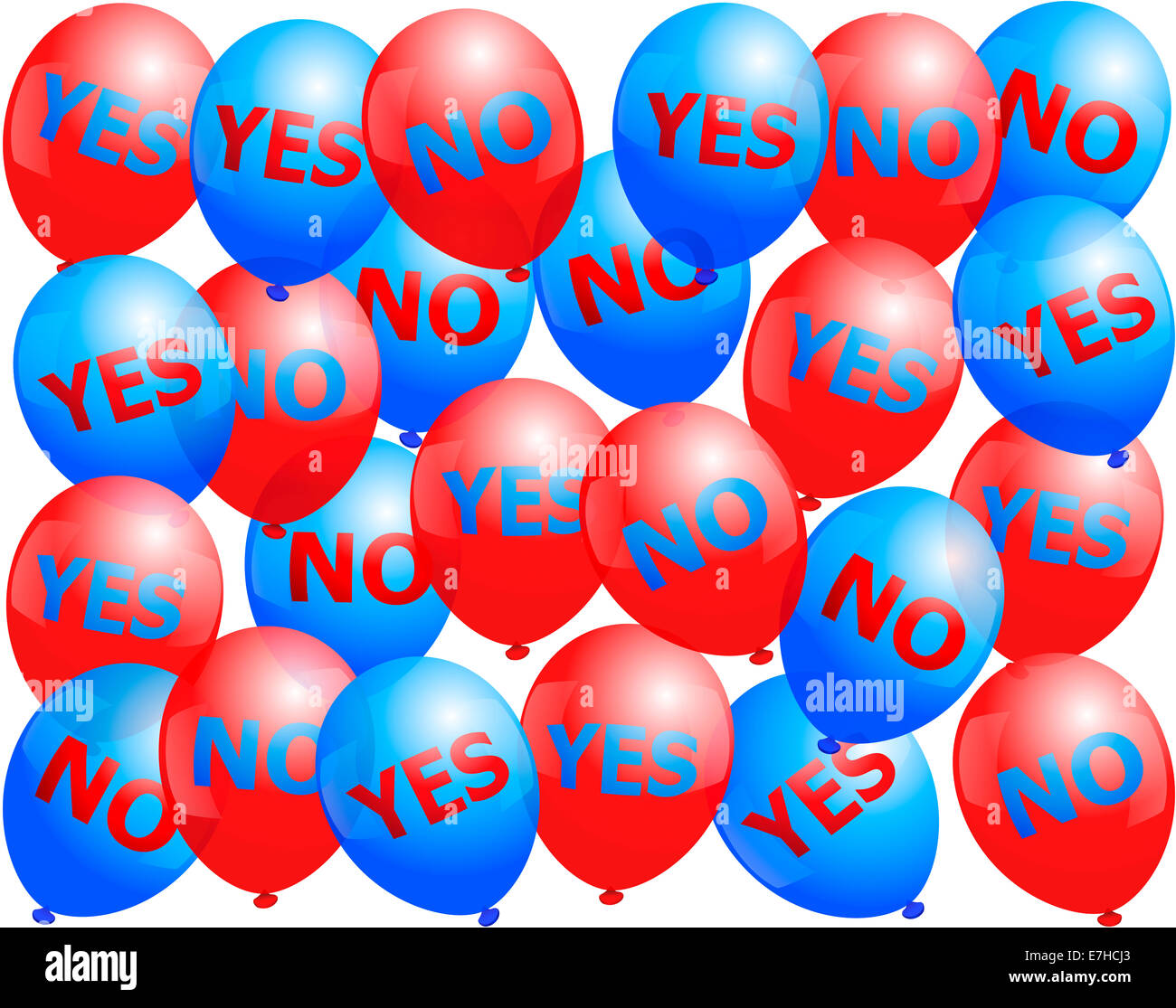 Palloncini che sono etichettate con YES e NO. Foto Stock