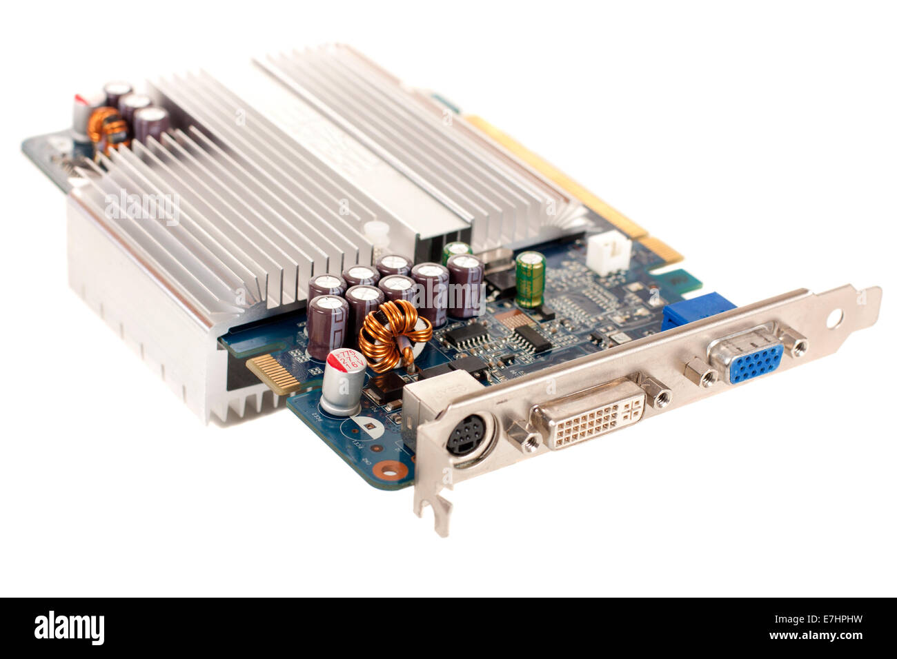 Computer graphics card isolato su uno sfondo bianco Foto Stock
