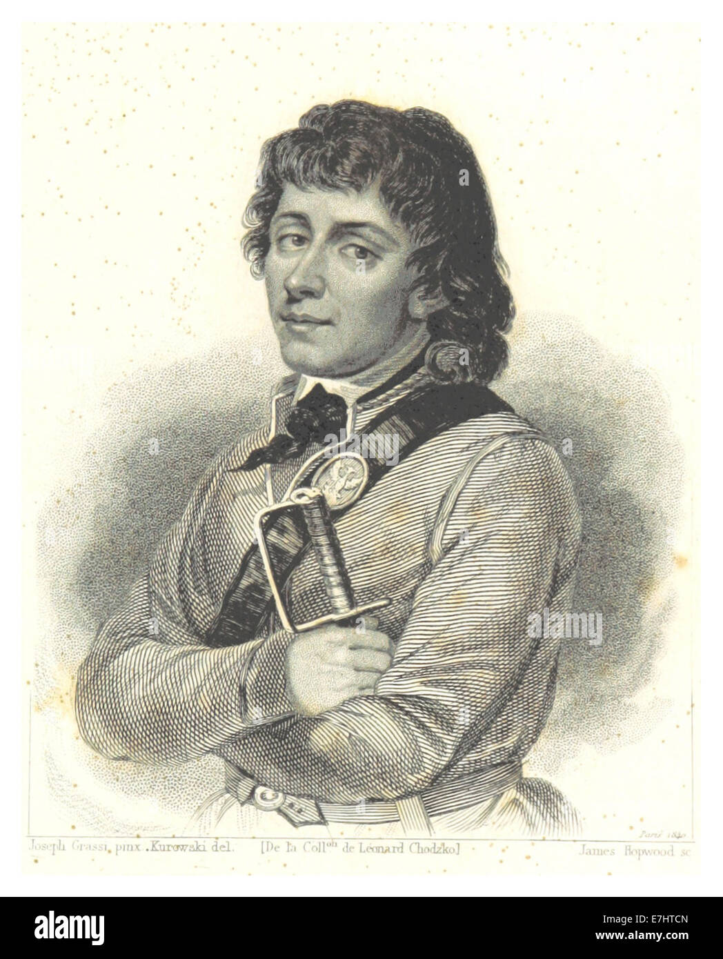 Questa illustrazione del 1839 di Chodzko raffigura Tadeusz Kościuszko, una figura di spicco nella storia polacca e americana, mostrando i suoi contributi alla rivolta del 1794 e la sua leadership militare. Foto Stock