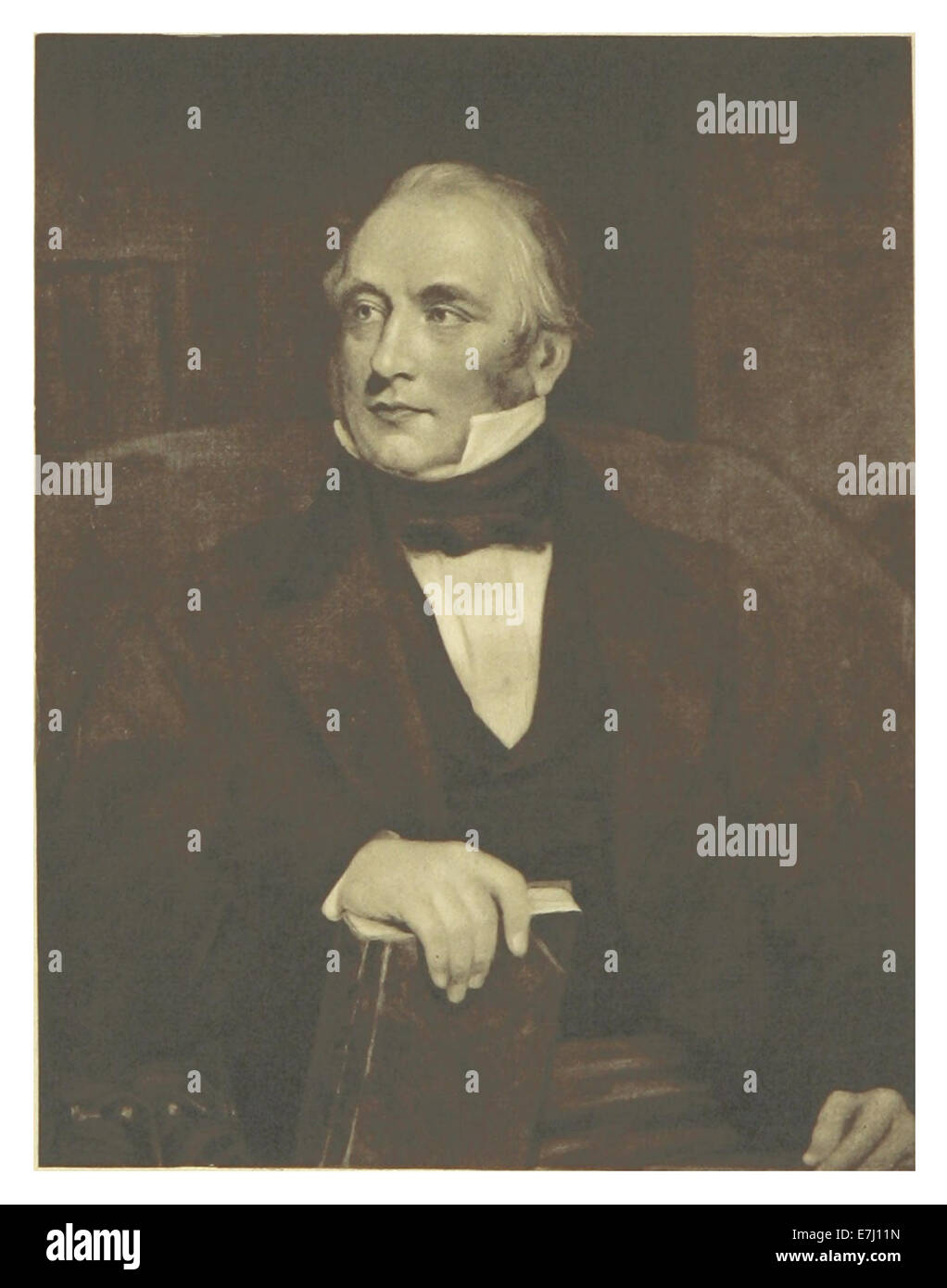 Questa illustrazione di Macaulay (1898) mostra Thomas Babington Macaulay all'età di 48 anni, come raffigurato dall'artista E. U. Eddis. Cattura il ruolo di primo piano di Macaulay nella vita intellettuale e politica britannica durante il XIX secolo. Foto Stock