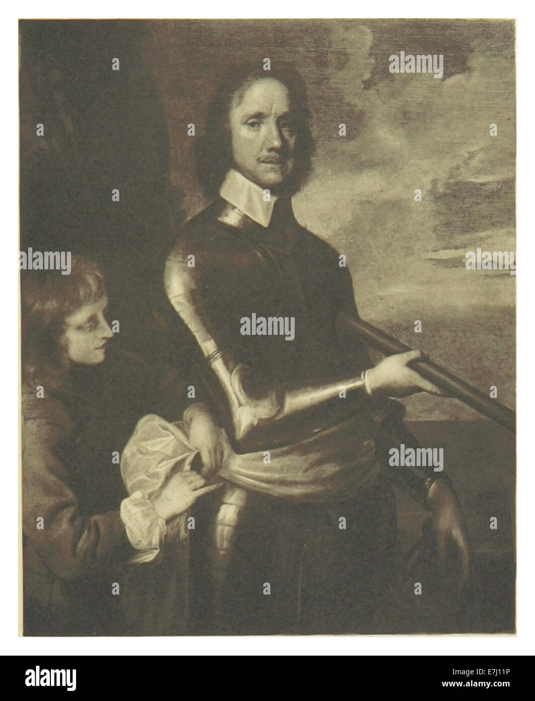 Un'illustrazione tratta dal lavoro di Macaulay del 1898, che mostra Oliver Cromwell, raffigurato da Robert Walker. Questa immagine probabilmente ritrae il leader inglese del XVII secolo in uno stile formale o iconico. Foto Stock