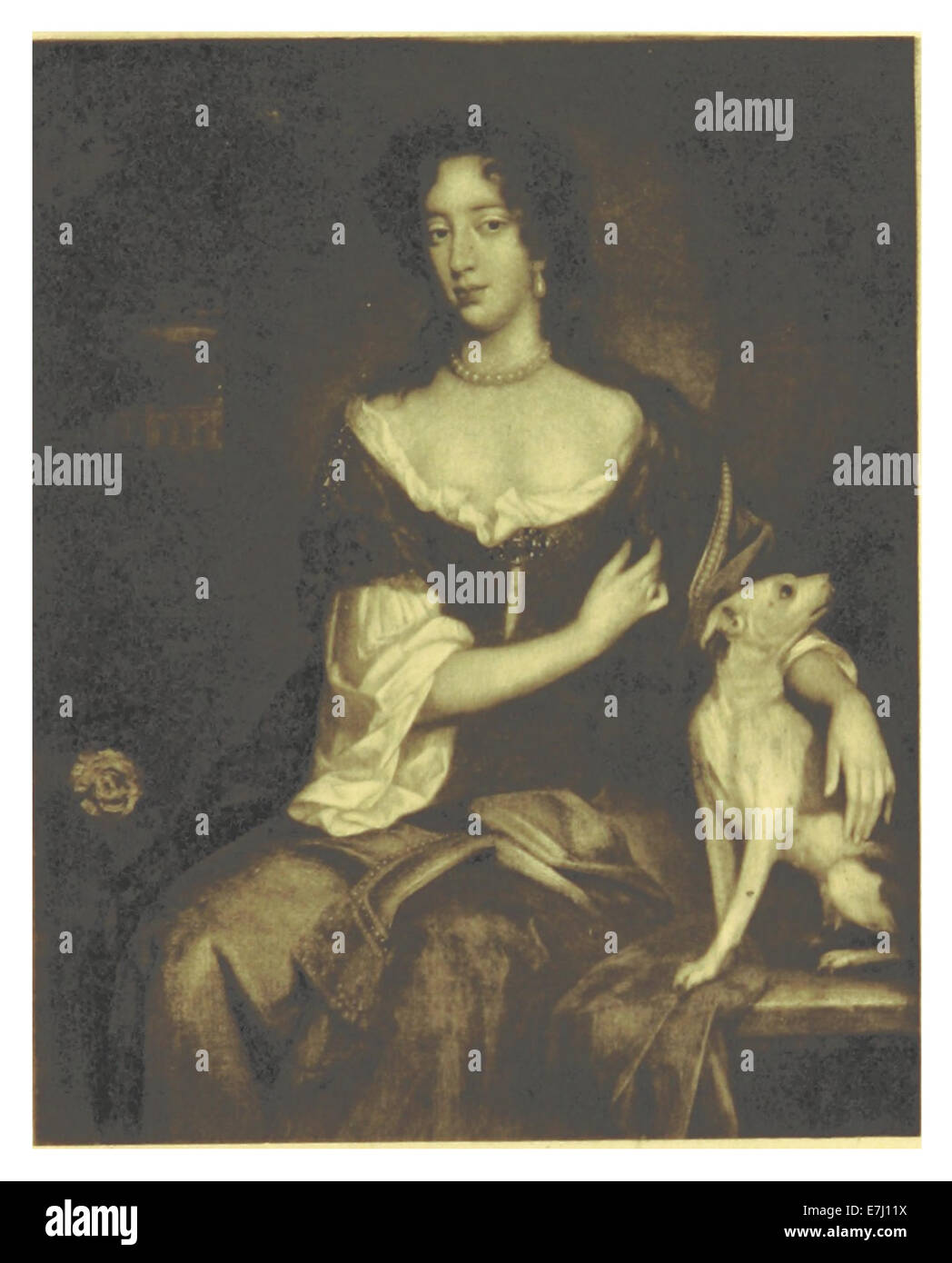 Un'illustrazione del 1898 di William Wissing di Maria di Modena, regina consorte di re Giacomo II, raffigurante il suo abbigliamento regale e la sua ritrattistica dignitosa. Foto Stock