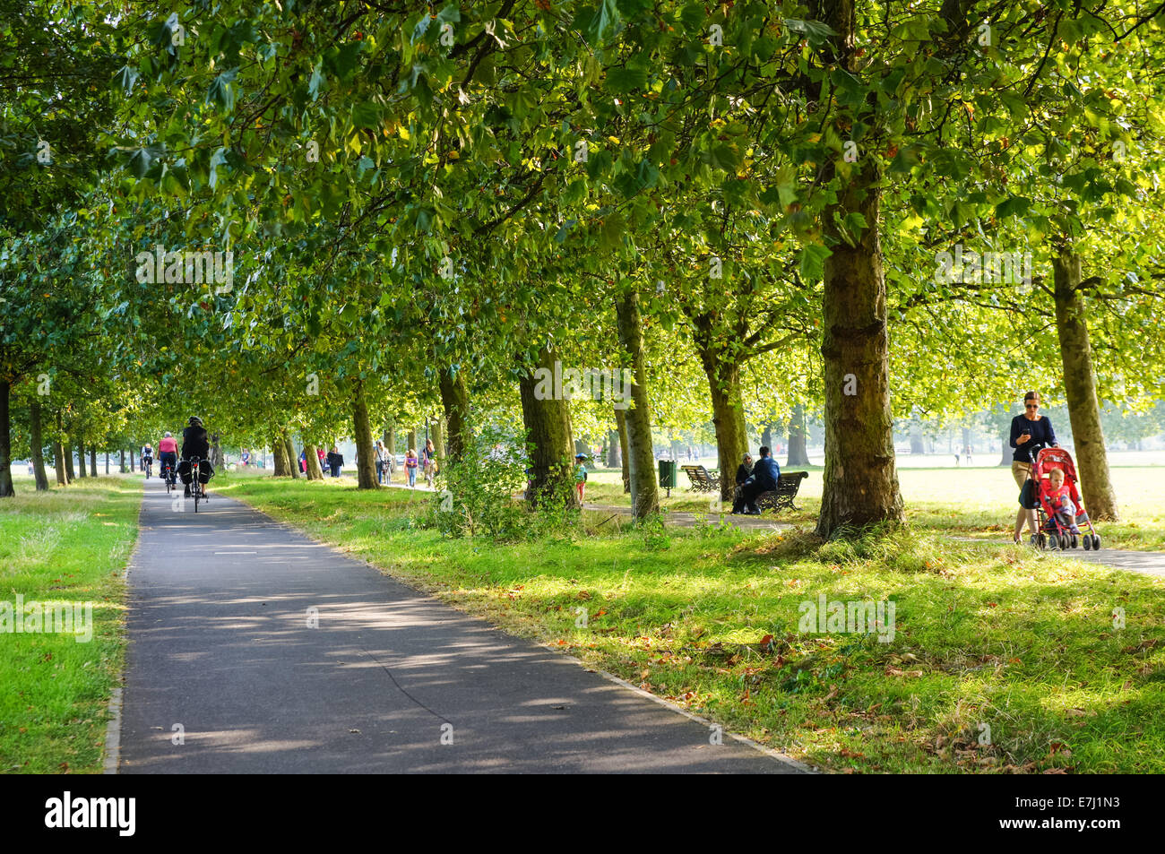 I visitatori di Clapham Common Park nel Sud di Londra England Regno Unito Regno Unito Foto Stock