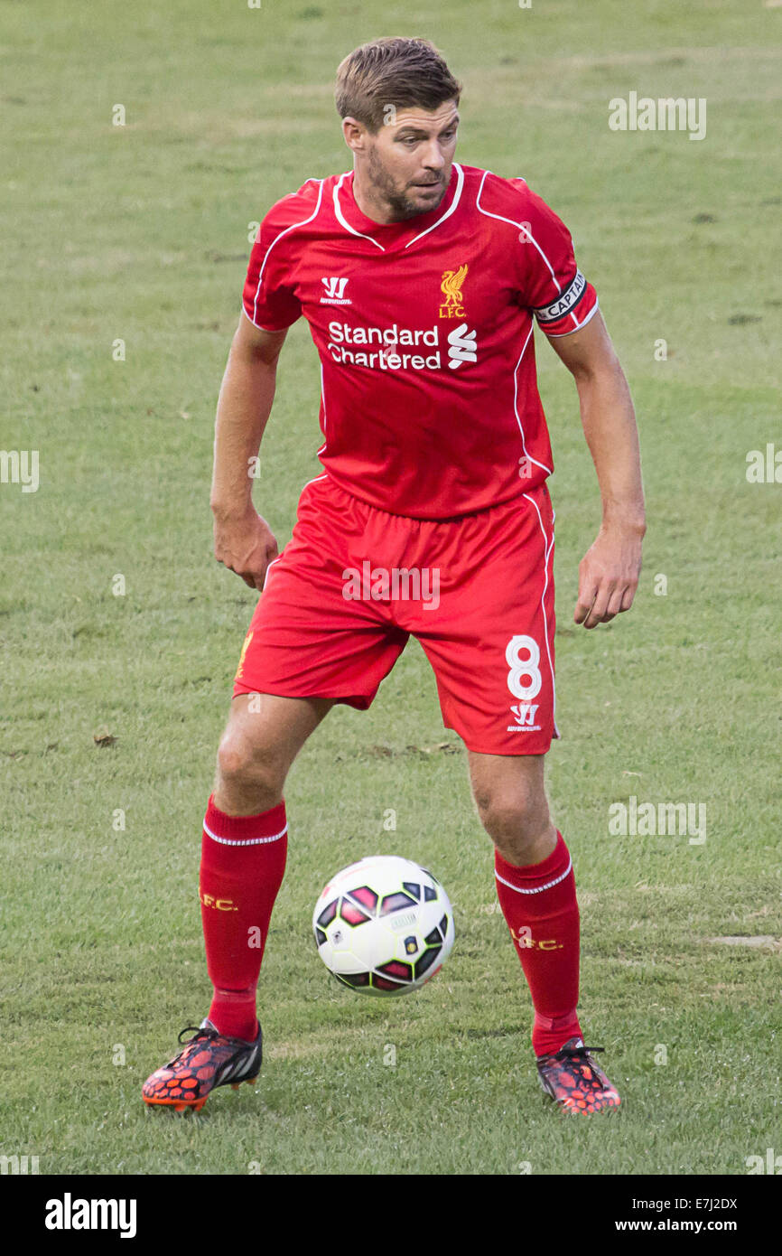 Questa immagine mostra il Liverpool FC e Inghilterra capitano e superstar Steven Gerrard durante il 2014 Guinness intern Champions Cup USA Foto Stock