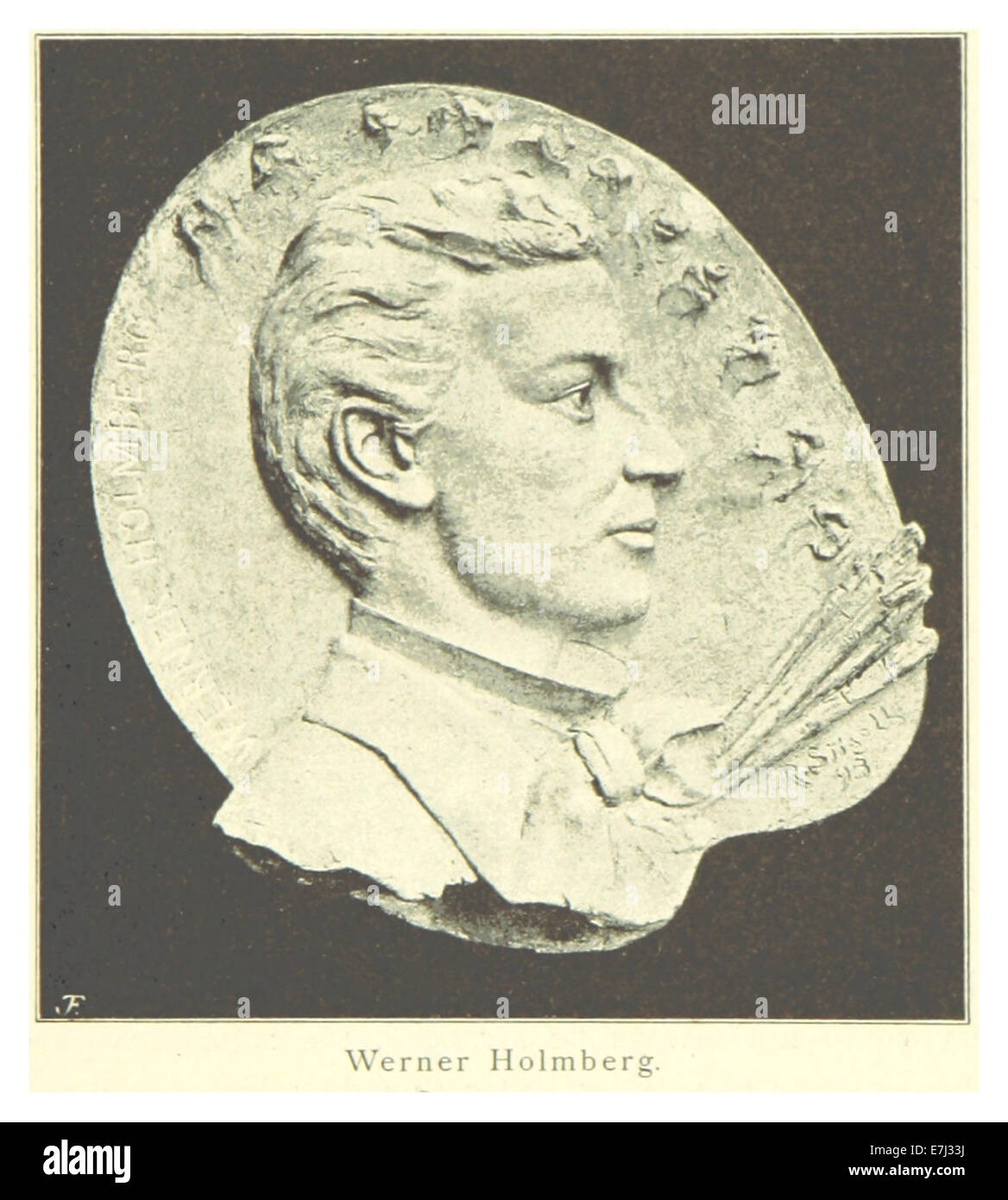 Questa illustrazione del 1894 di Mechelin presenta le opere di Werner Holmberg, un famoso artista noto per le sue raffigurazioni di paesaggi scandinavi e temi storici. Foto Stock