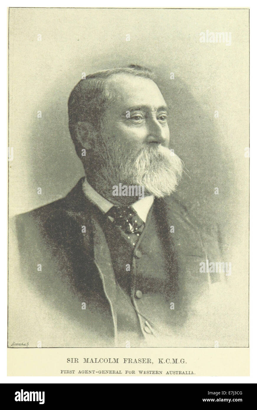 Questa illustrazione del 1894 di Sir Malcolm Fraser, il primo agente generale per l'Australia Occidentale, mostra la figura politica di spicco associata allo sviluppo della colonia durante la fine del XIX secolo. Foto Stock