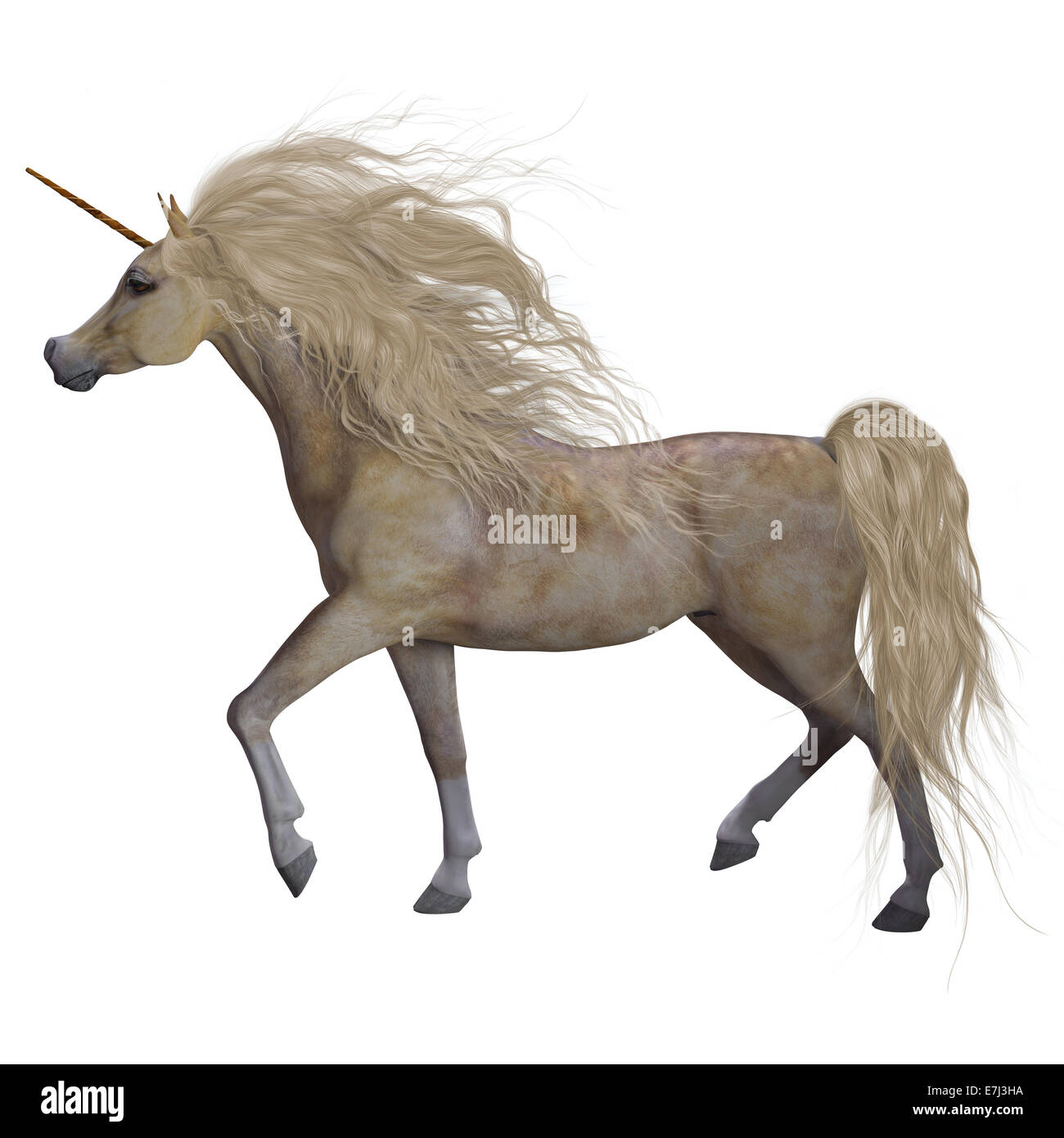 La Unicorn è una mitica creatura che ha un corno sulla sua fronte e il corpo di un cavallo. Foto Stock