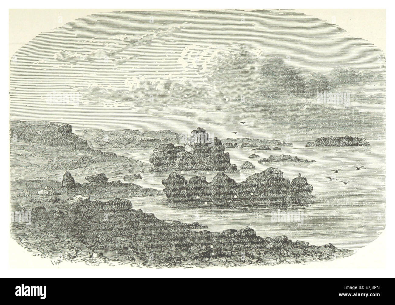 Questa illustrazione del 1878 di Mulhall raffigura la costa cilena vicino a Coquimbo, mostrando le caratteristiche geografiche e il paesaggio costiero di questa regione del Sud America. Foto Stock