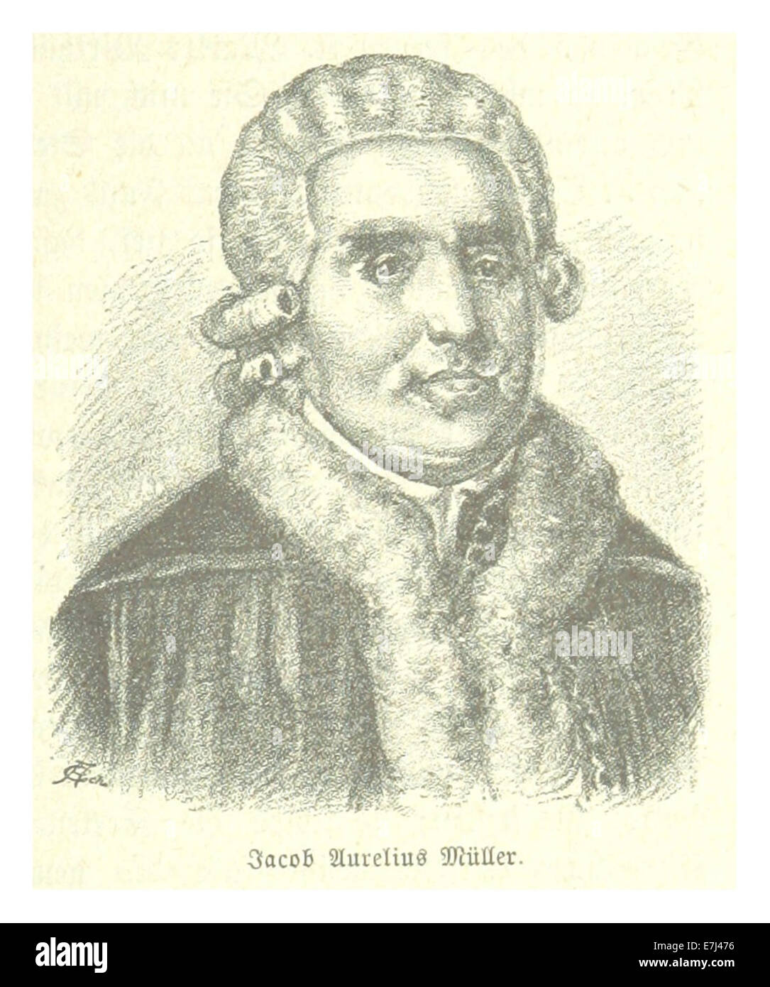 A pagina 447 dell'opera del 1881 di Salzer si trova Jacob Aurelius Müller, un pastore protestante di Birthalm, che mette in evidenza il suo servizio dal 1792 al 1806. Foto Stock