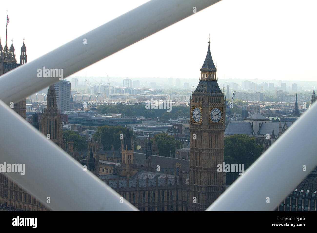 Elizabeth Tower, Big Ben vista dal London Eye, Westminster, London, Regno Unito Foto Stock