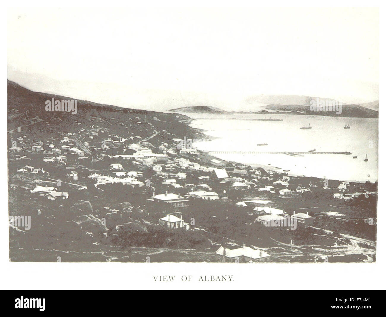 Questa mappa del 1892 mostra Albany, Australia Occidentale, che descrive in dettaglio le caratteristiche geografiche della città e il suo significato nella prima storia coloniale dell'Australia. Foto Stock