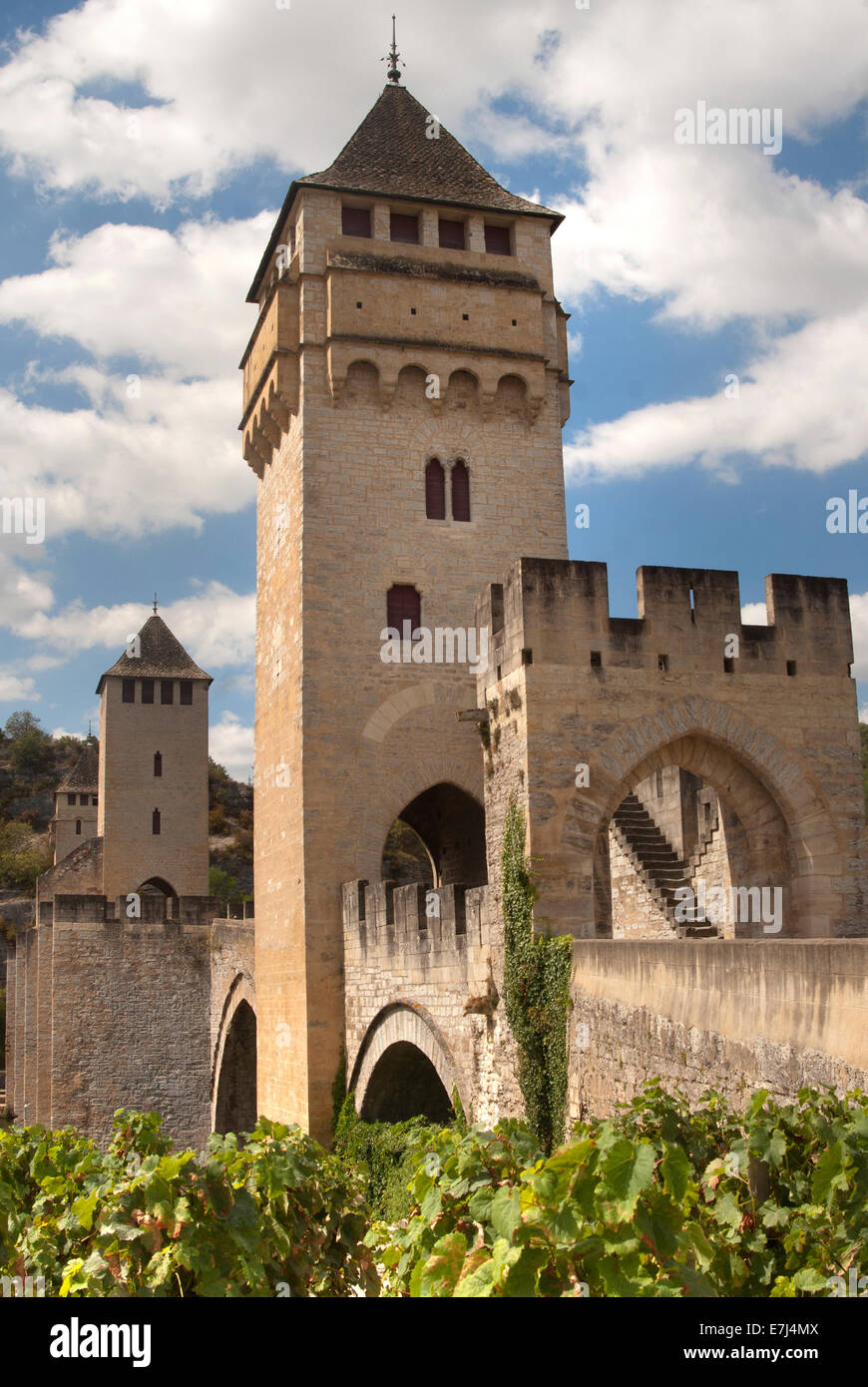 Pont Valentré, Cahors, dipartimento Lot, Francia Foto Stock