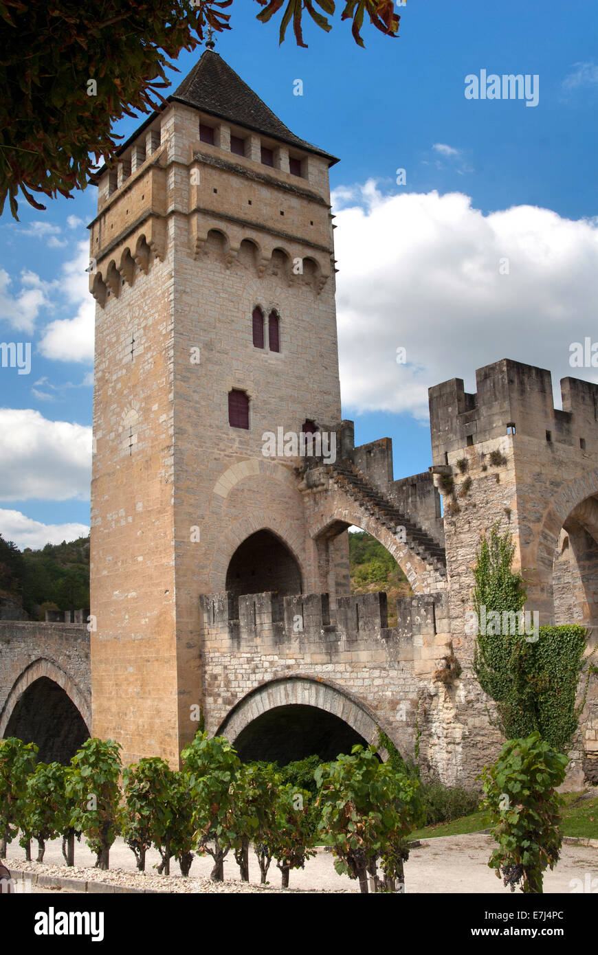 Pont Valentré, Cahors, dipartimento Lot, Francia Foto Stock