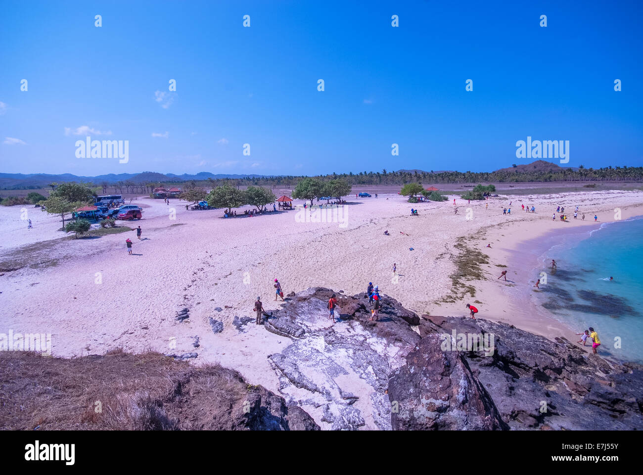 Spiaggia di Kuta, la parte sud di Lombok, Indonesia Foto Stock