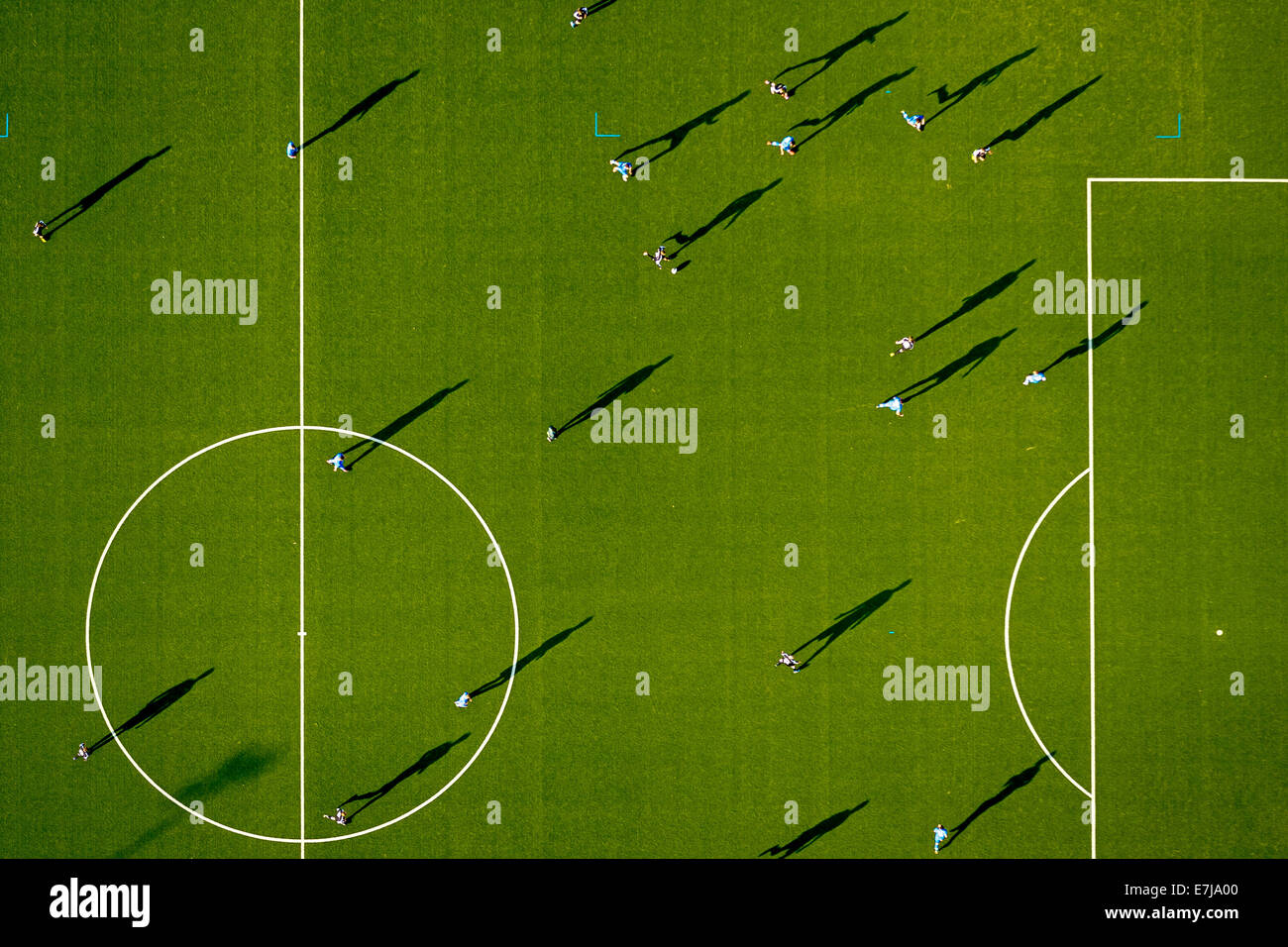 Vista aerea, astro turf football pitch in Lütgendortmund, Dortmund, la zona della Ruhr, Nord Reno-Westfalia, Germania Foto Stock