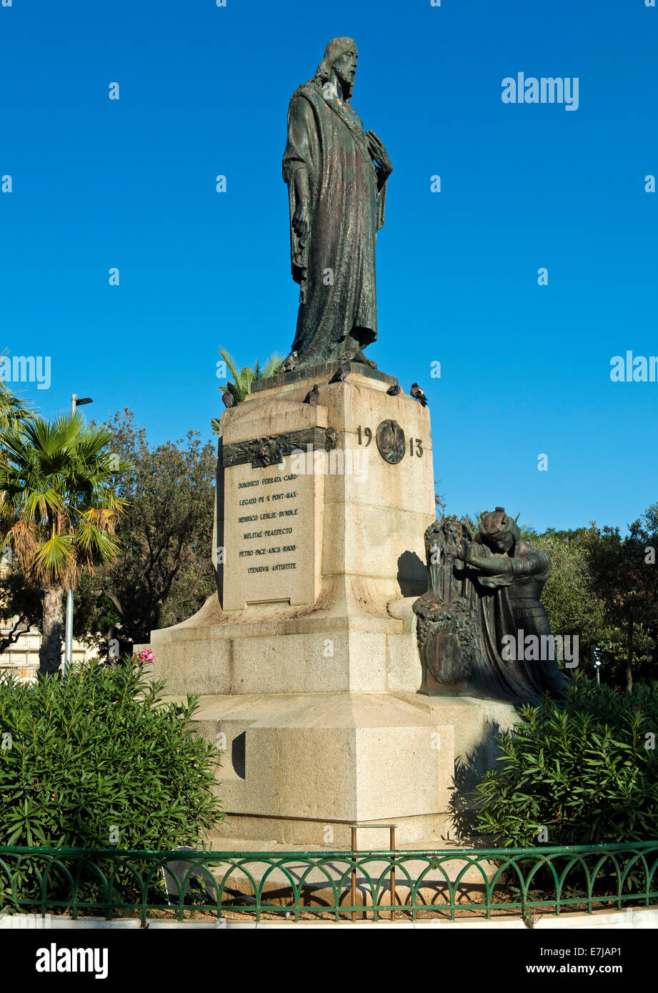 Statua di Gesù, Cristo Re monumento, Floriana, Valletta, Malta Foto Stock