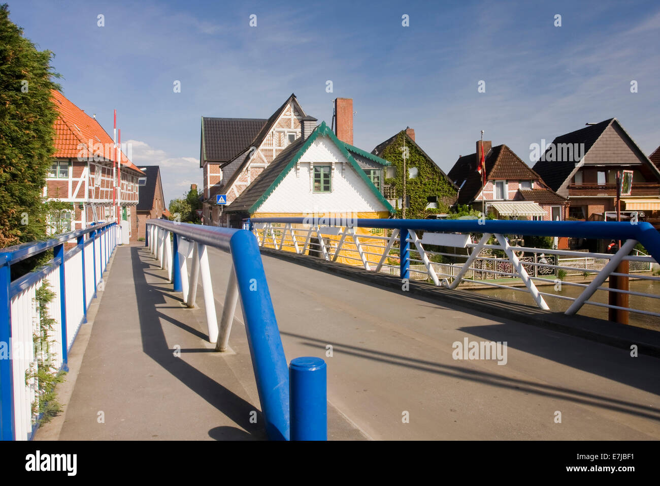 Terra antica, paese, bridge, FRG, Germania, Estebrügge, Bassa Sassonia, villaggio, Foto Stock
