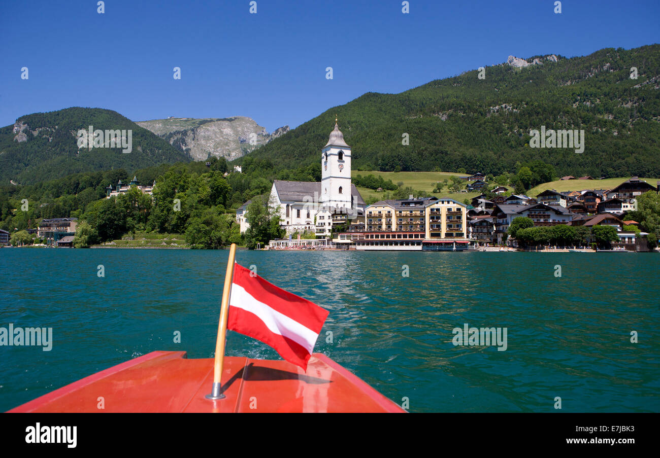 Monte Schafberg, chiesa parrocchiale, la Chiesa del pellegrinaggio di san Wolfgang, lago di Wolfgang, St. Wolfgang, Salzkammergut, Austria Foto Stock