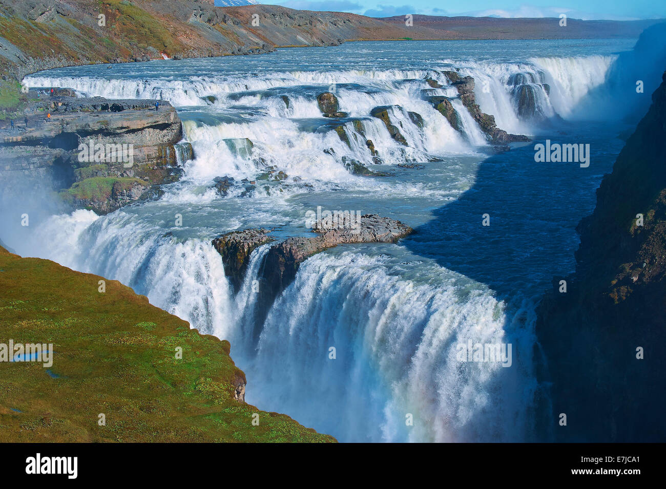 Cliff, Gullfoss, Islanda, cascata, Europa, vacanze, viaggi Foto Stock