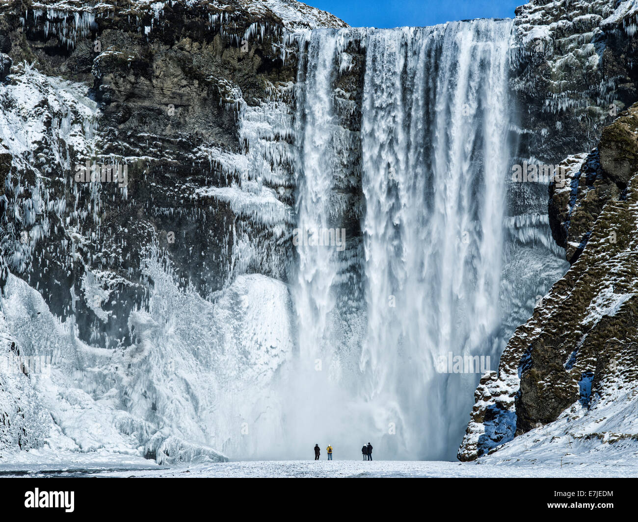 Mare polare, isola, Islanda, Europa, Nord Europa, neve, Skogafoss, Skogar, turismo, Touristici, acqua, inverno inverno scener Foto Stock