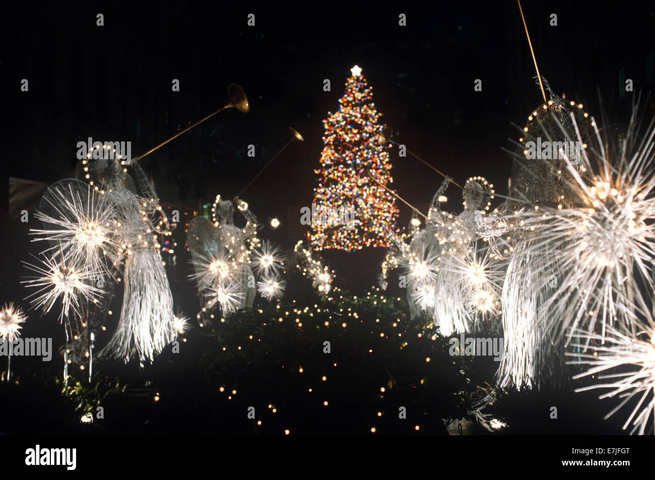 Decorazioni di Natale, Rockefeller Center, New York New York Foto Stock