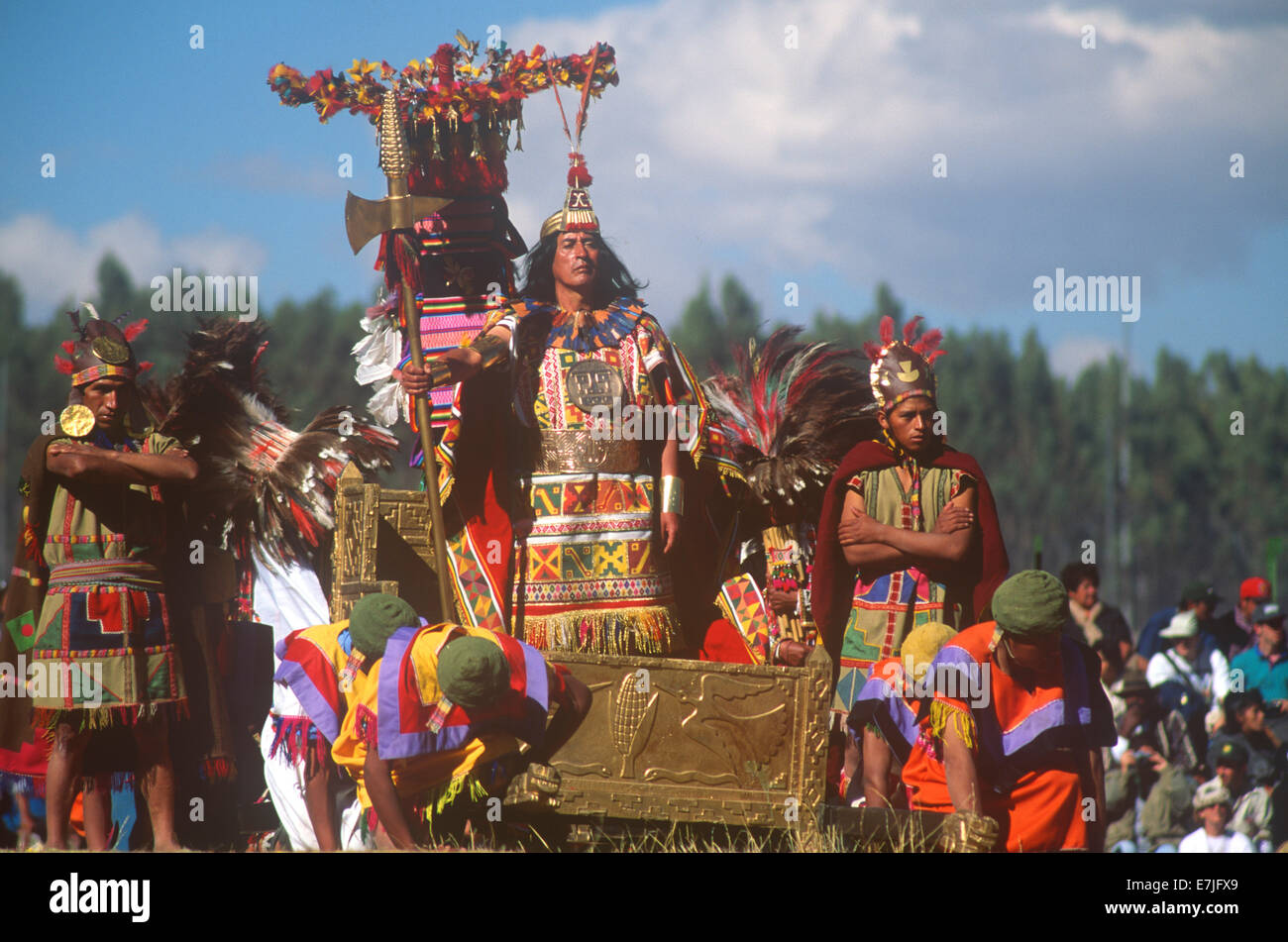 Inti Raymi, Inca, Cuzco, Cusco, montagne delle Ande, Perù Foto Stock