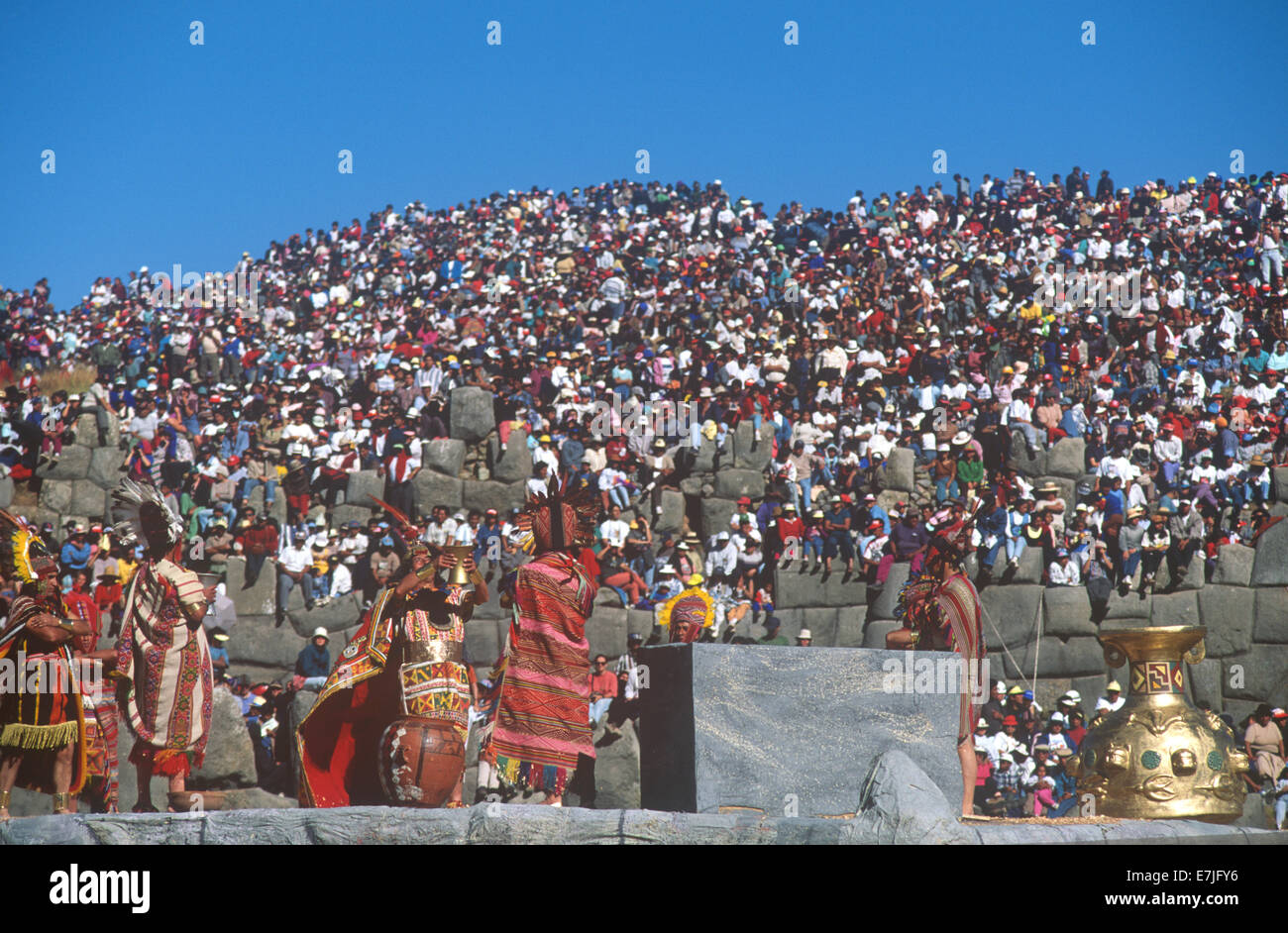 Inti Raymi, Inca, Cuzco, Cusco, montagne delle Ande, Perù Foto Stock