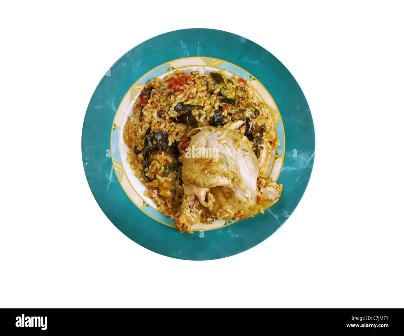 Maqluba è un piatto tradizionale del Levante arabo, la Persia e la Palestina.piatto comprende carni, riso e verdure fritte posto ho Foto Stock