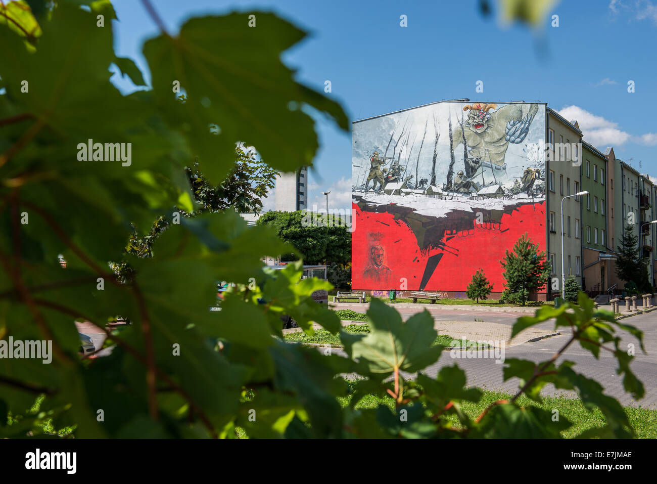 Varsavia: murale in memoria di cavalleria capitano Witold Pilecki, fondatore del segreto dell'Esercito Polacco e anti-organizzazione comunista stati Foto Stock