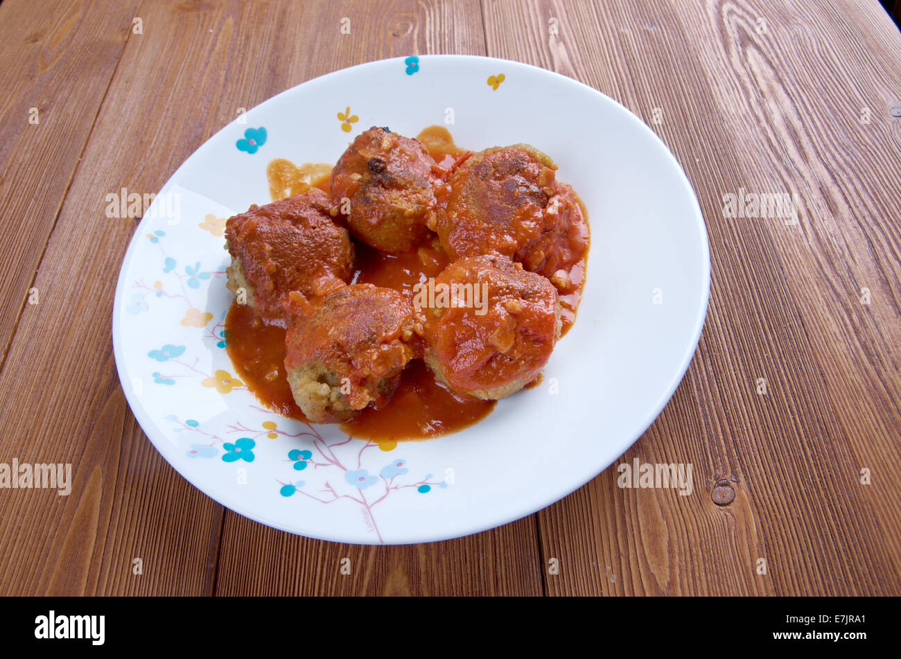 Boulettes de poisson cucina Marocchina - polpettine di pesce in salsa di pomodoro Foto Stock