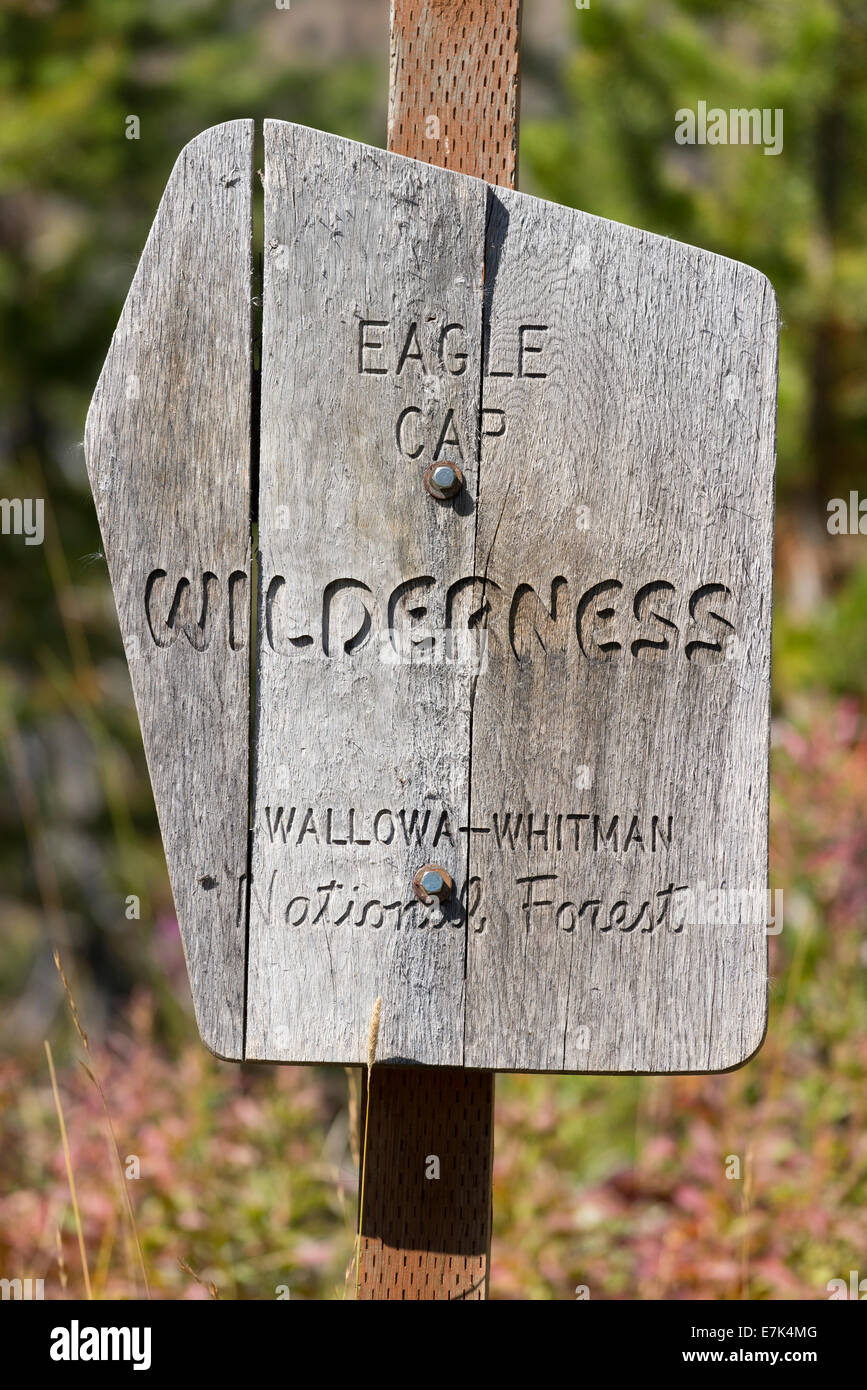 Eagle Cap Wilderness Area segno, Wallowa - Whitman National Forest, Oregon. Foto Stock