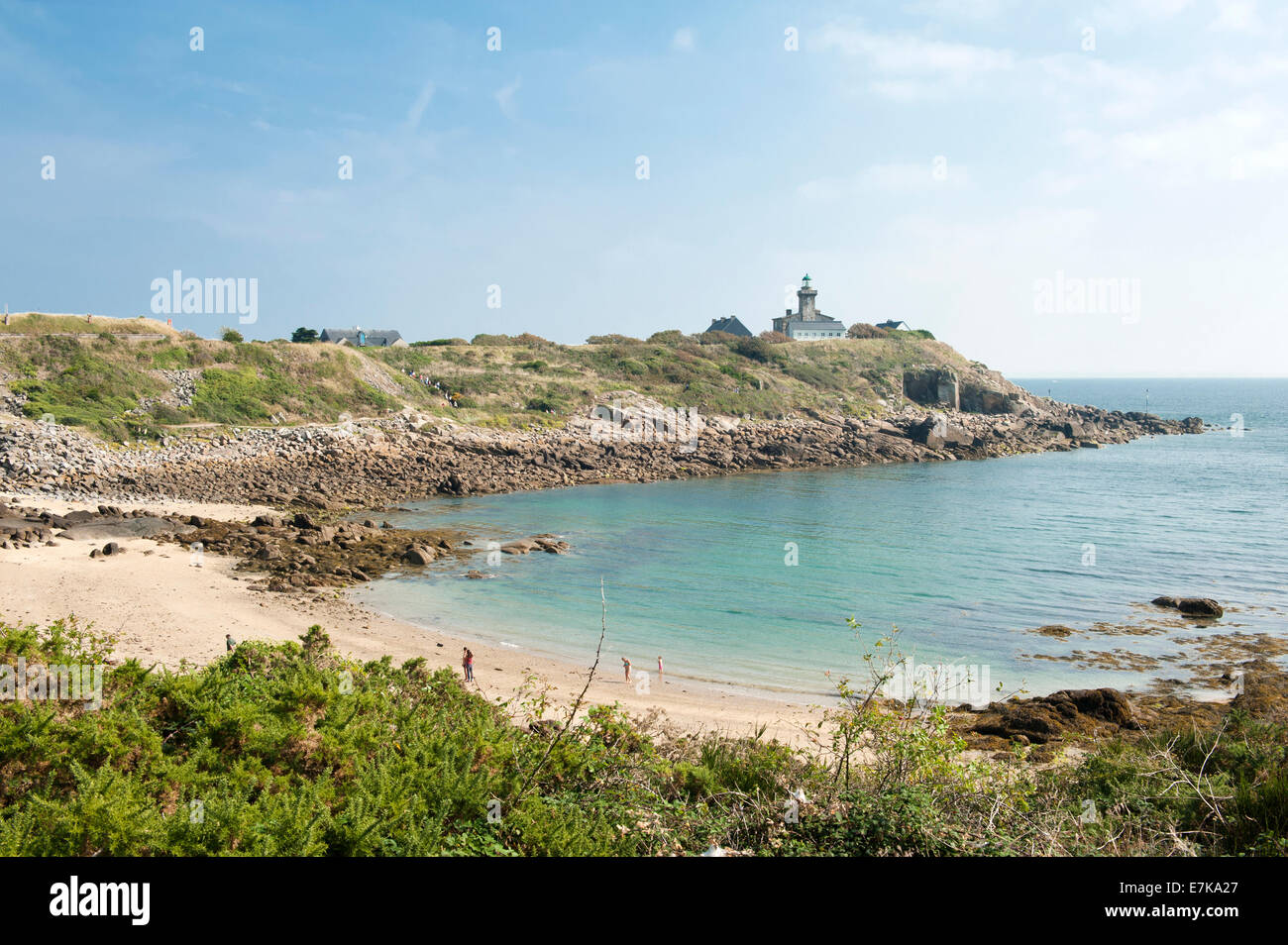 Il faro di Phare de Chausey al grand-Île, la più grande delle Isole Chausey, Normandia, Francia Foto Stock